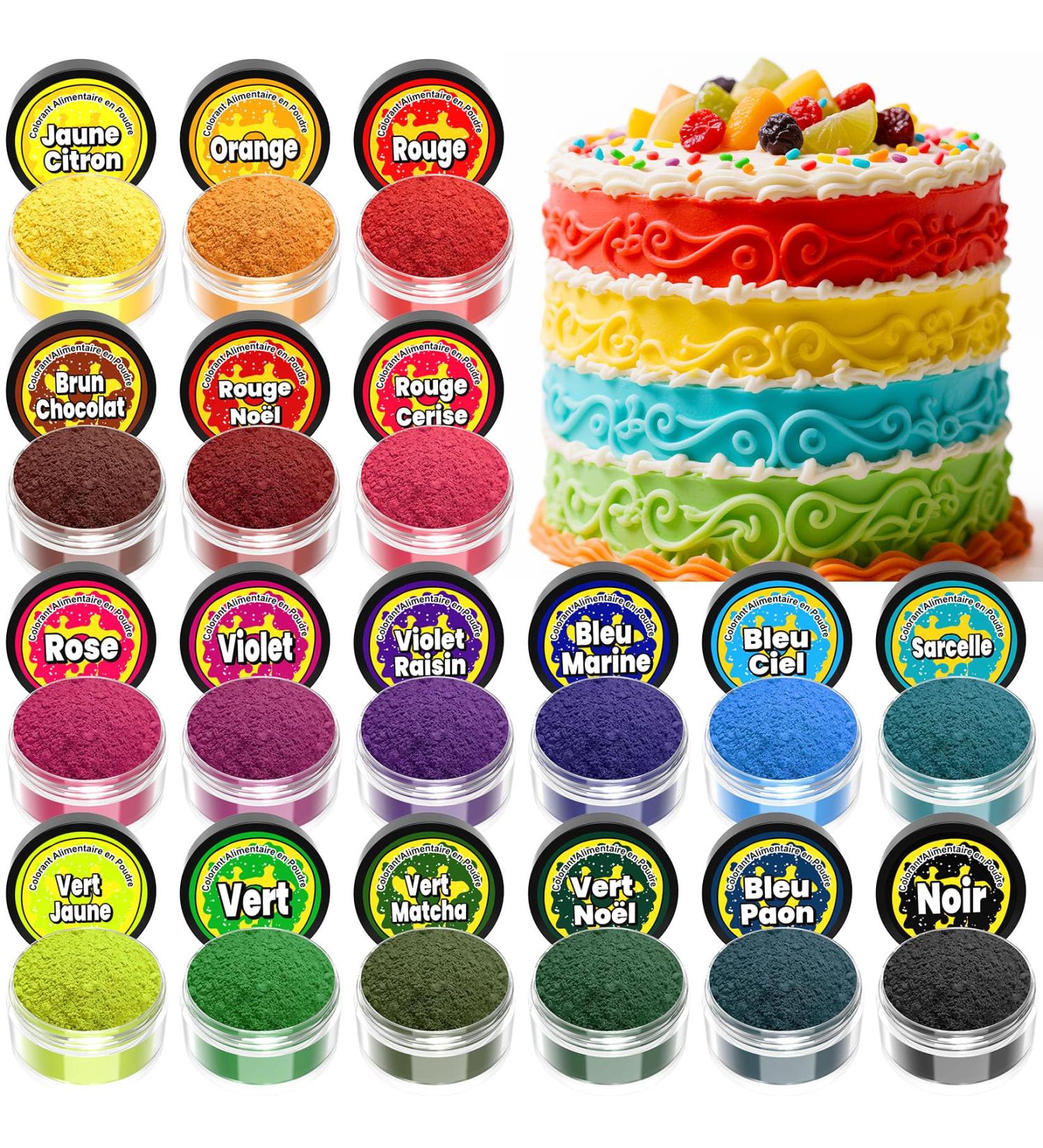 Colorant Alimentaire Poudre - 18 Couleurs Vibrantes Colorants Alimentaires pour G teau Concentr Vegan Poudre Alimentaire pour Macarons Gla age Cuisson Biscuits - 2 g Colorant Alimentaire Poudre 2 g (Lot de 18) - Buy Online on GoSupps.com