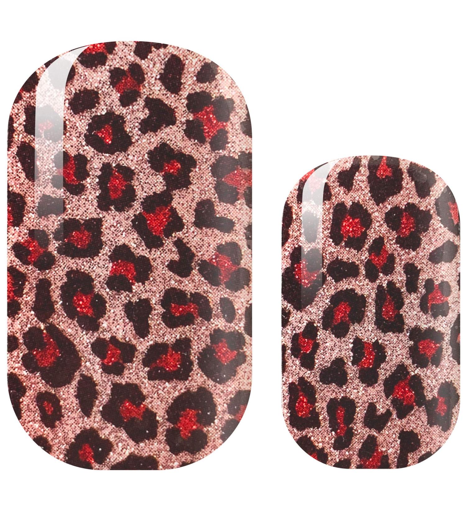Avoa Beauty Nail Film - Cat Calling | Glitter Red & Pink Leopard Nail Art Design | 16 Long-Lasting Self-Adhesive Nail Wraps for Stunning Manicures - Buy Online on GoSupps.com
