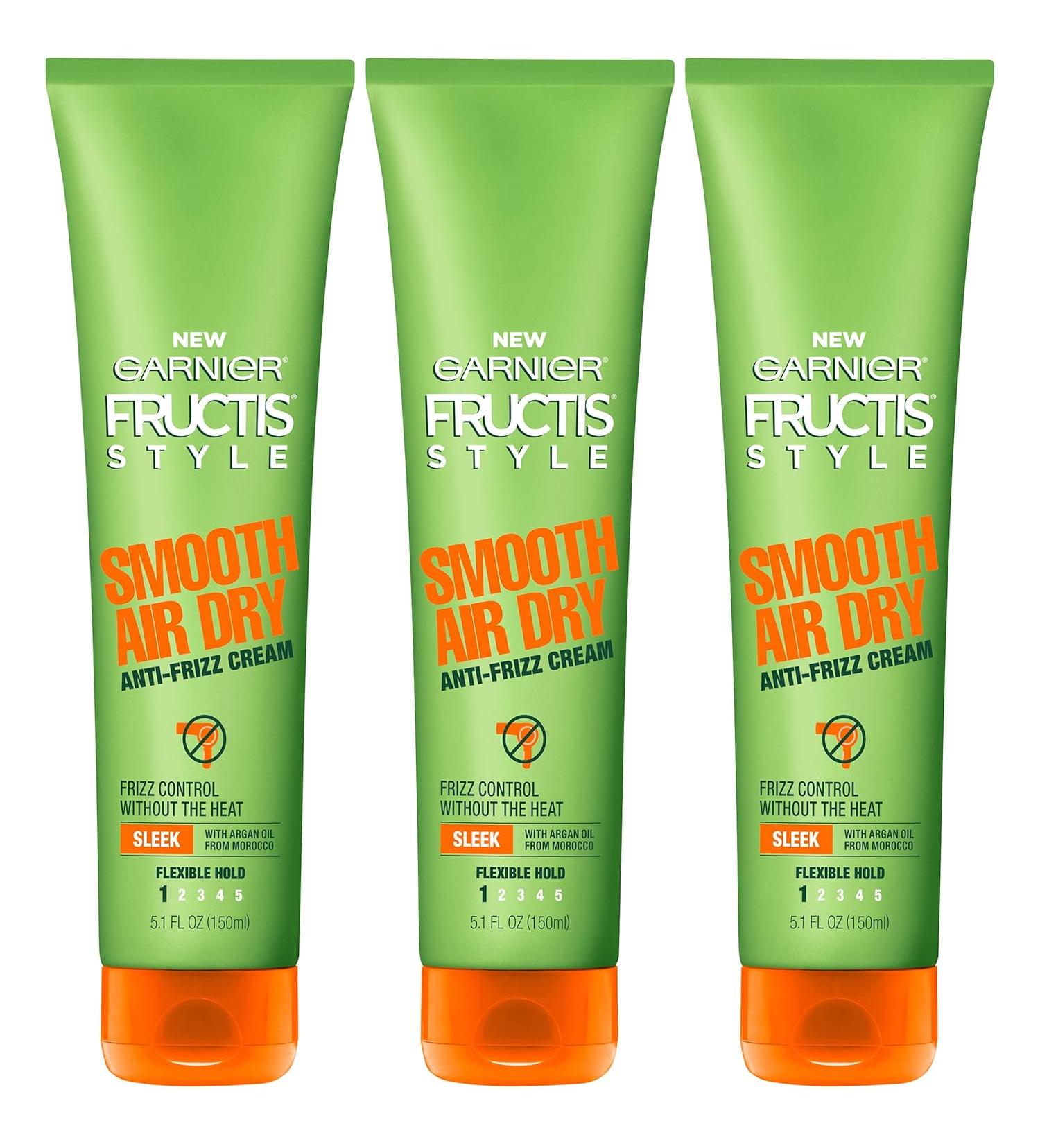Garnier Fructis Style Smooth Air Dry Anti-Frizz Cream 5.1 Fl Oz (Pack of 3) | Hair Care Product - Buy Online on GoSupps.com