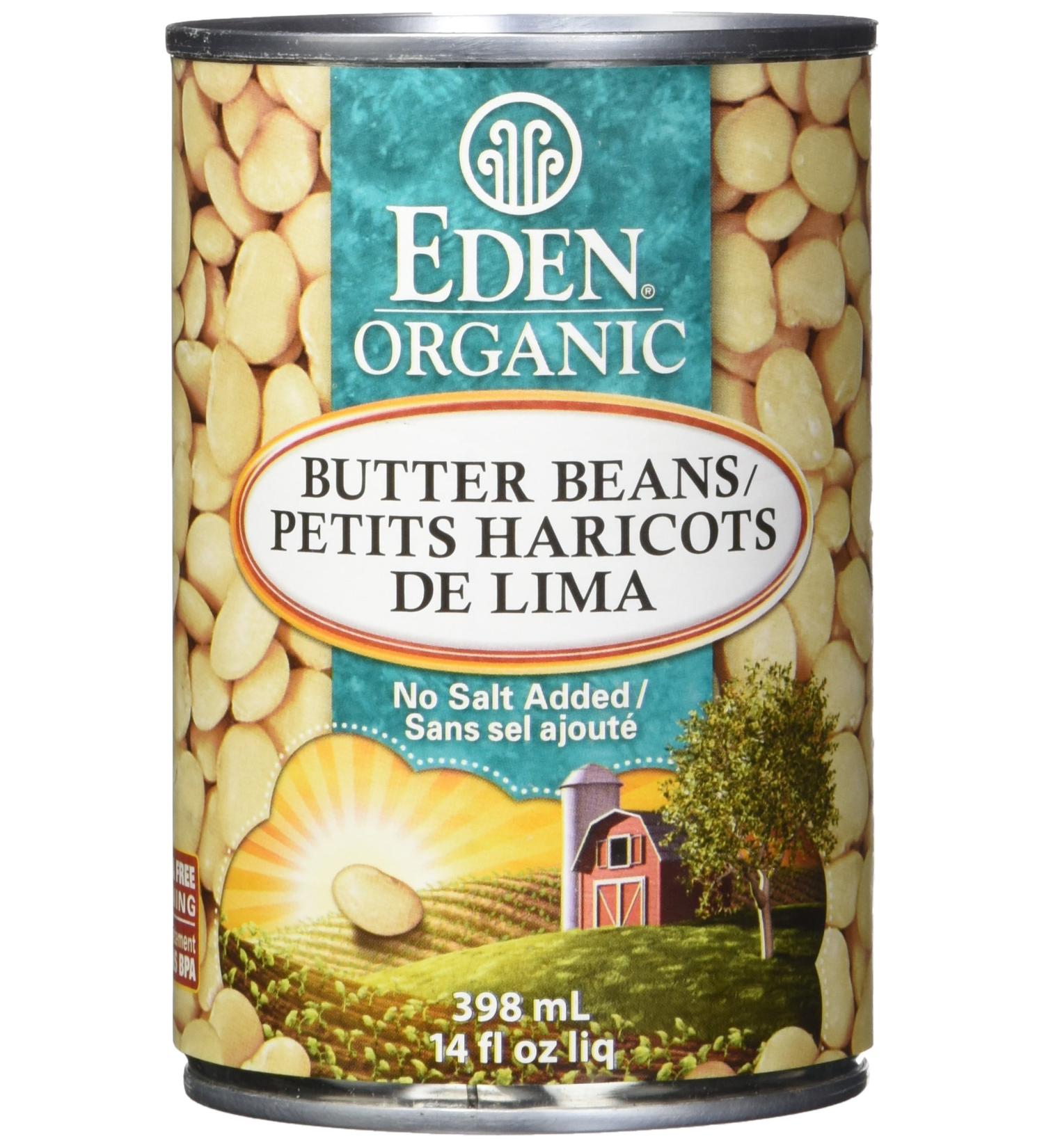 Eden Foods Organic Whole Canned Beans-Butter Beans 398ml 12-Count - Buy Online on GoSupps.com