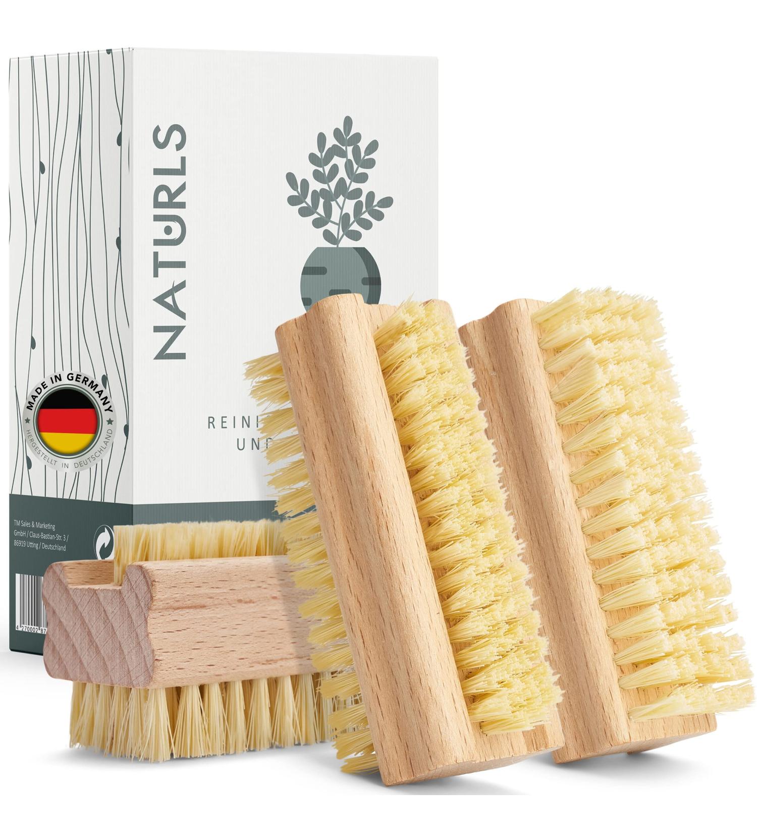 Naturls Premium Nail Brush 3x - Vegan FSC Buchenholz Scratch-Free Cleaning | Made in Germany - Buy Online on GoSupps.com