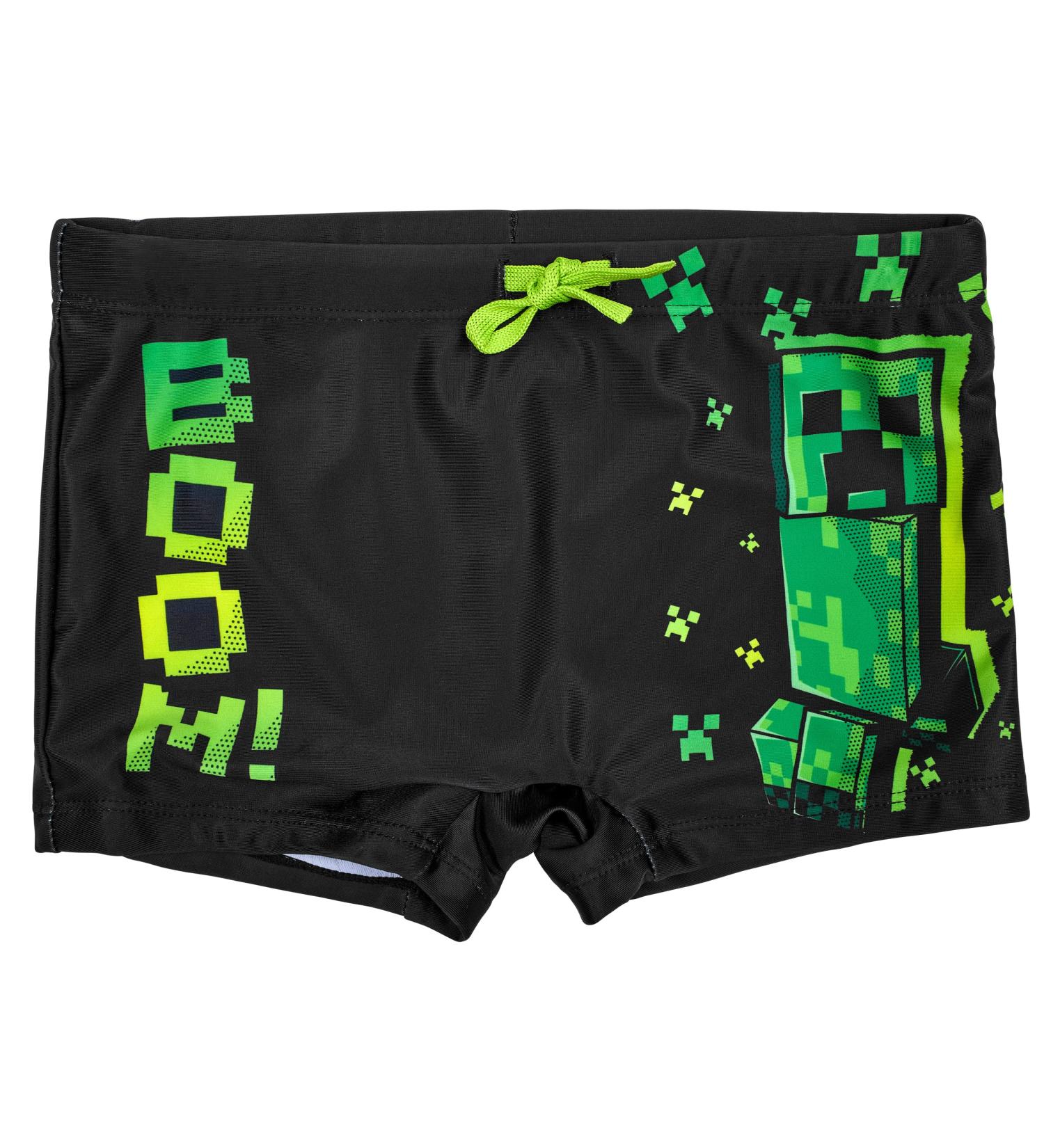Minecraft swim shorts with elastic waistband and laces dark blue 116 black-green