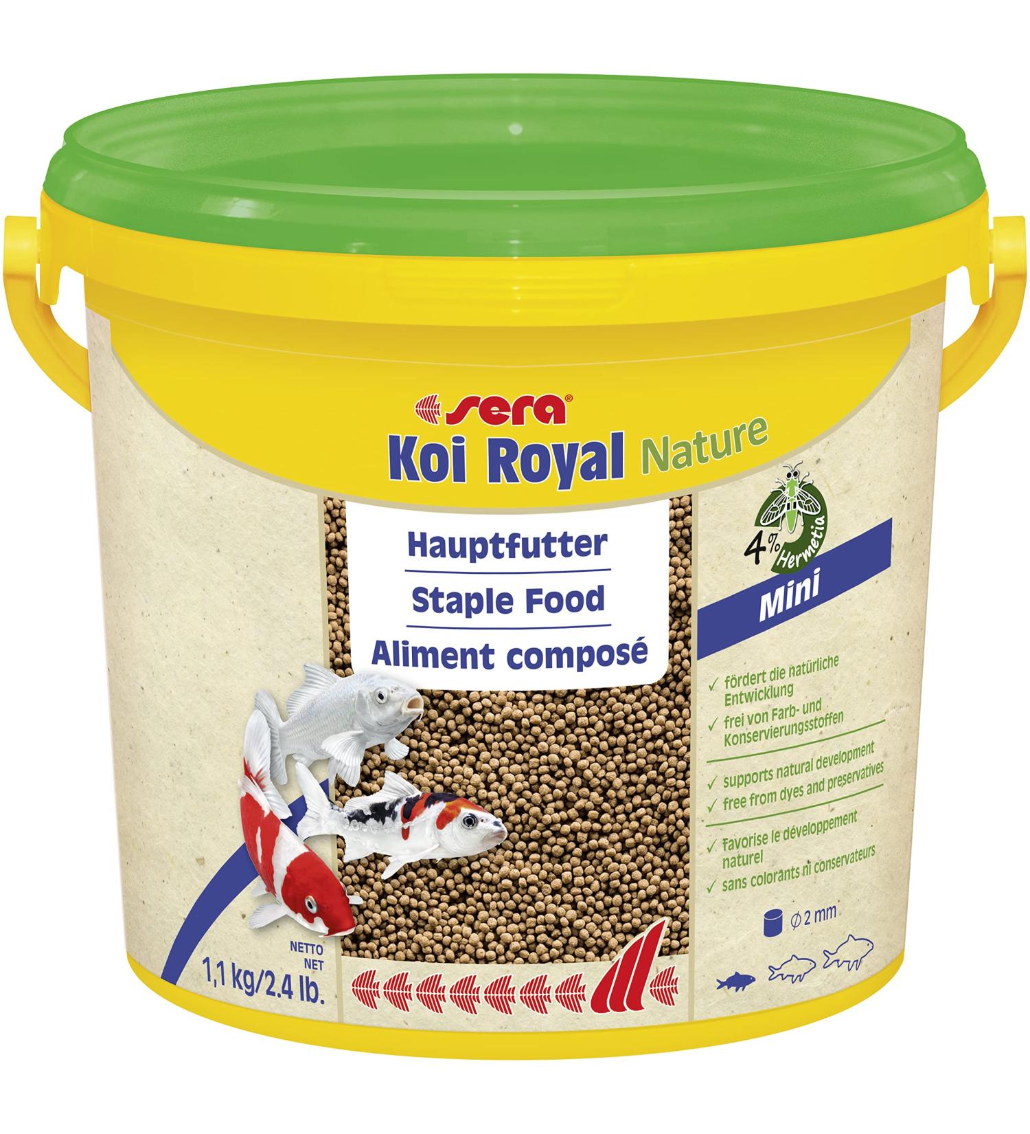Sera Koi Royal Nature Mini 3800 ml - Premium Koi Food for Fish Up to 12 cm | Omega Fatty Acids & Insect Flour | Eco-Friendly Granules for Healthy Ponds - Buy Online on GoSupps.com