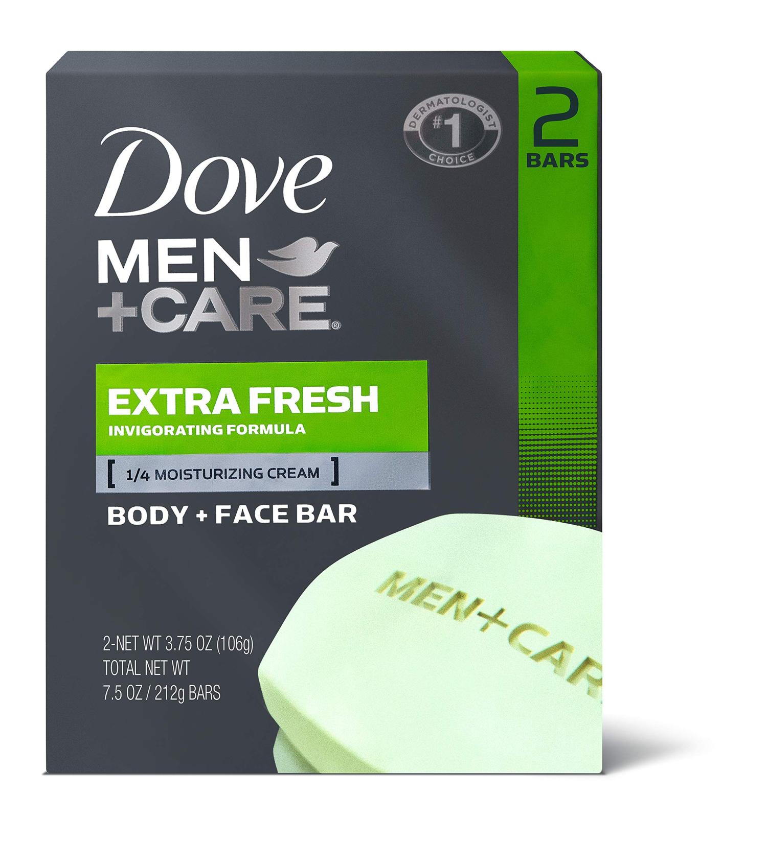 Men Care Body and Face Bars Extra Fresh Dove 2 X 90g Soap For Unisex Fresh 106 g (Pack of 2) - Buy Online on GoSupps.com