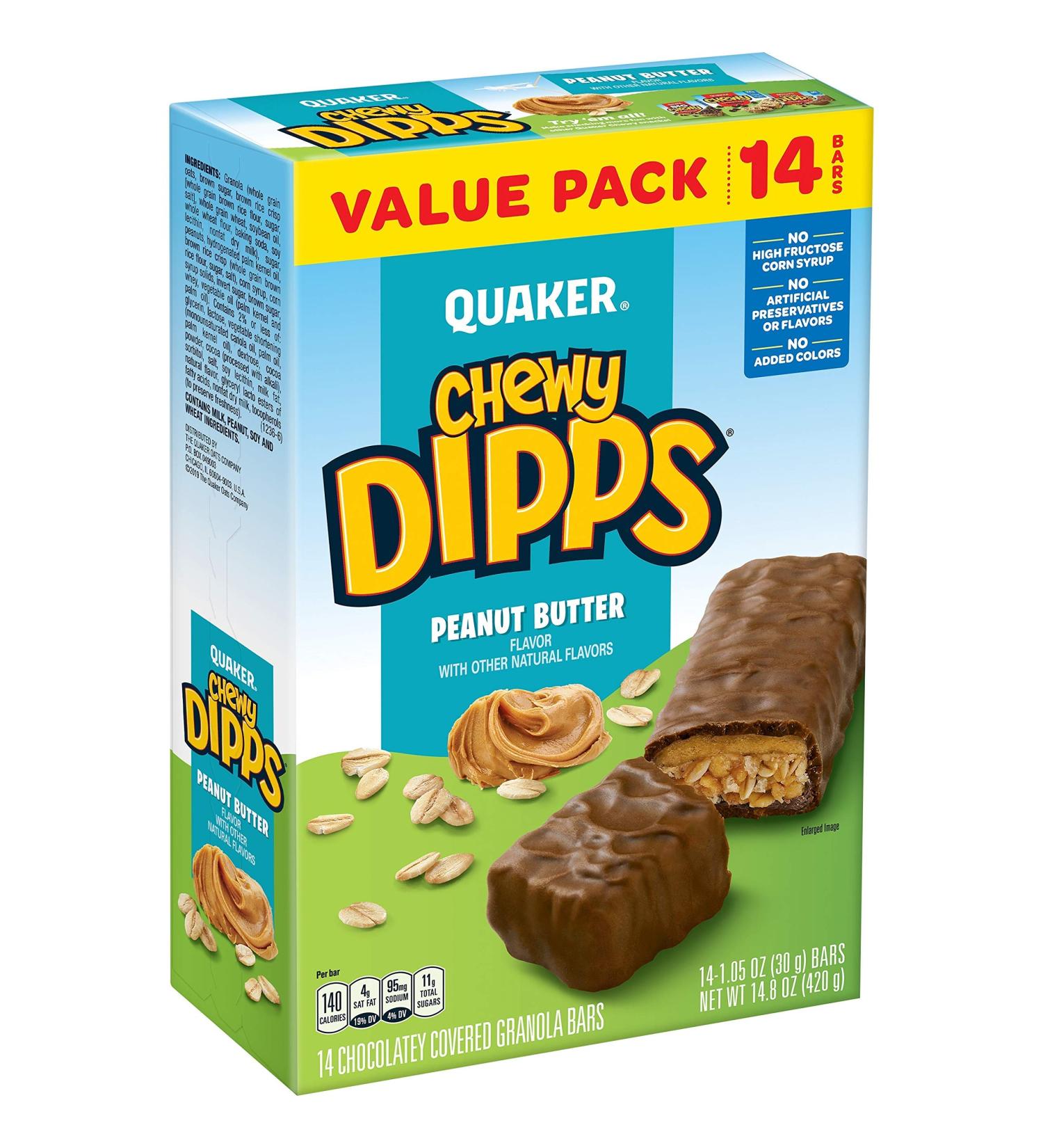 Quaker Chewy Dipps Peanut Butter Granola Bars - 14 Bars (Pack of 1) - Buy Online on GoSupps.com