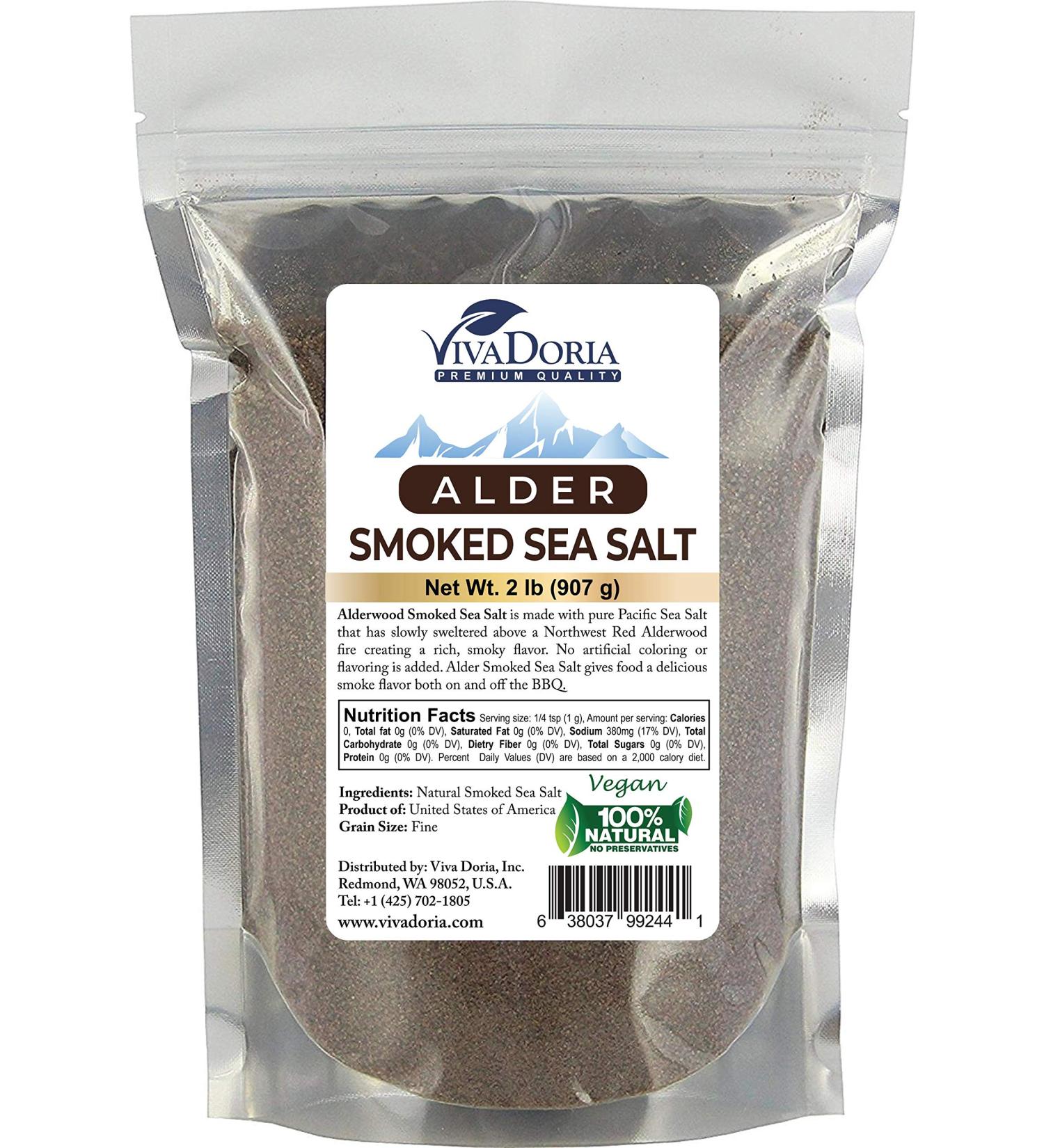 Viva Doria Alder Smoked Sea Salt Alderwood Smoked Salt Fine Grain 2 lb