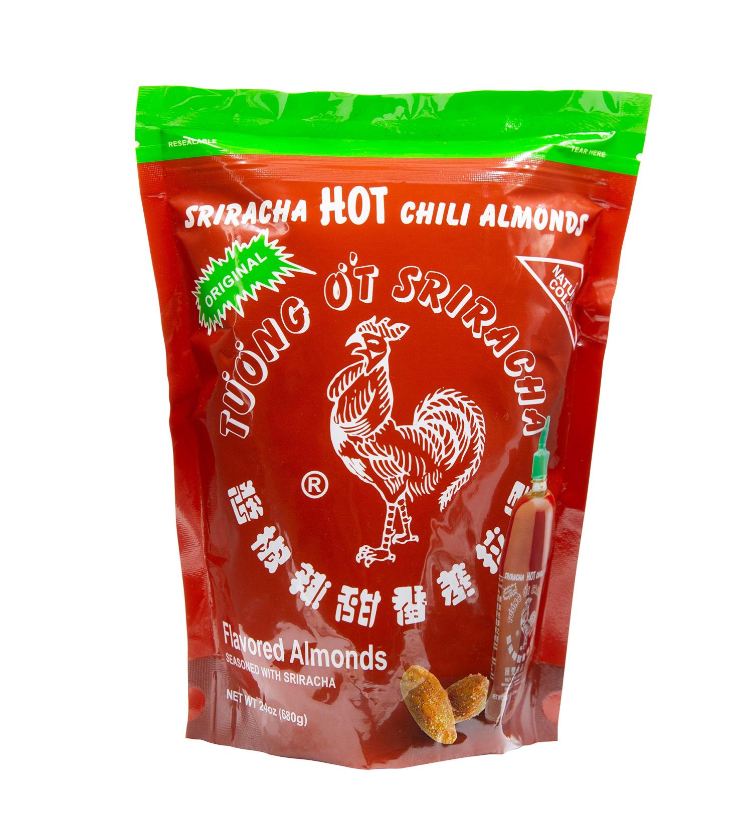 Huy Fong Sriracha Almonds 24oz Resealable Bag - Healthy Snack 1.5lb Pack - Buy Online on GoSupps.com