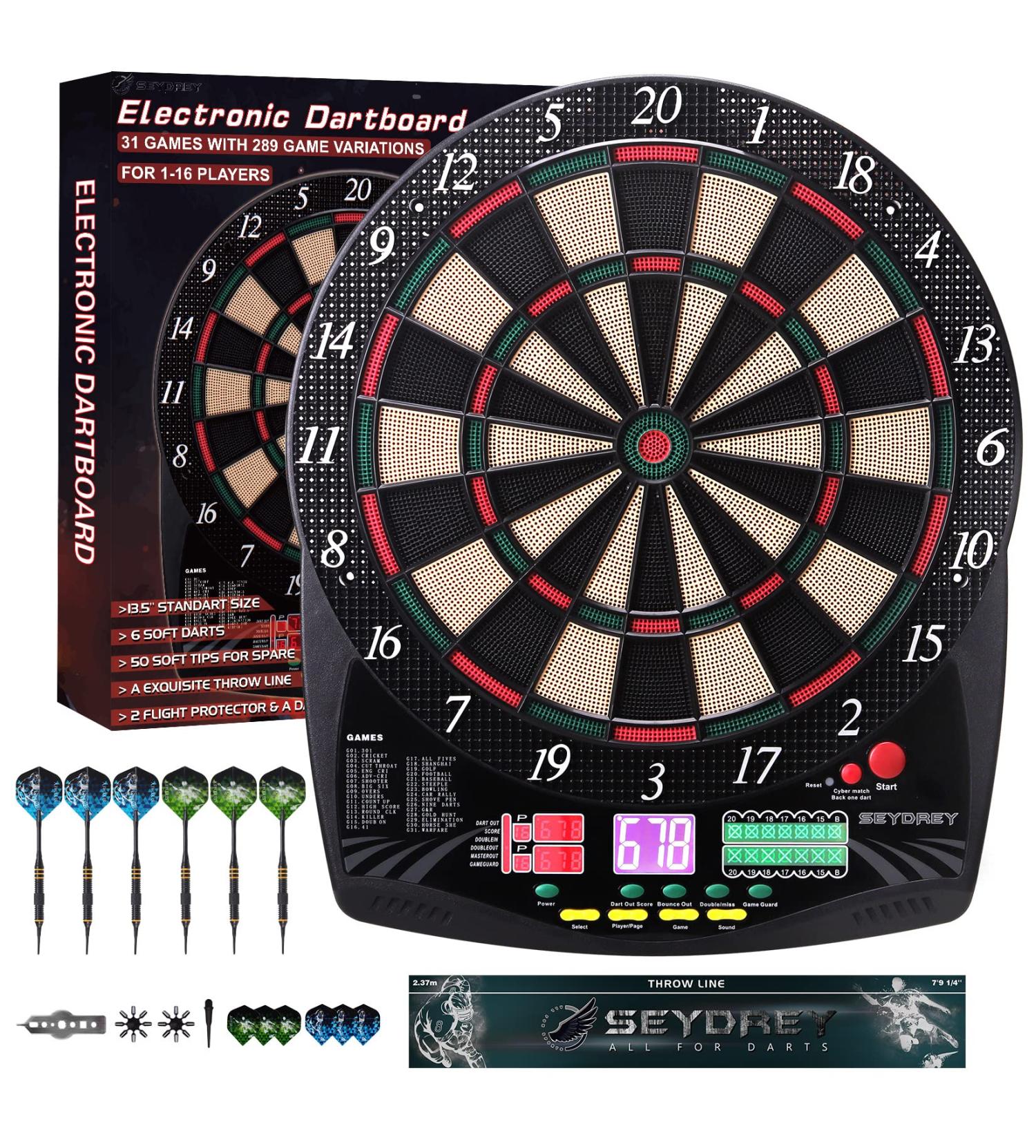 Electronic Soft Tip Dart Board Set | LCD Display | 6 Darts & 50 Soft Tips Included - Buy Online on GoSupps.com