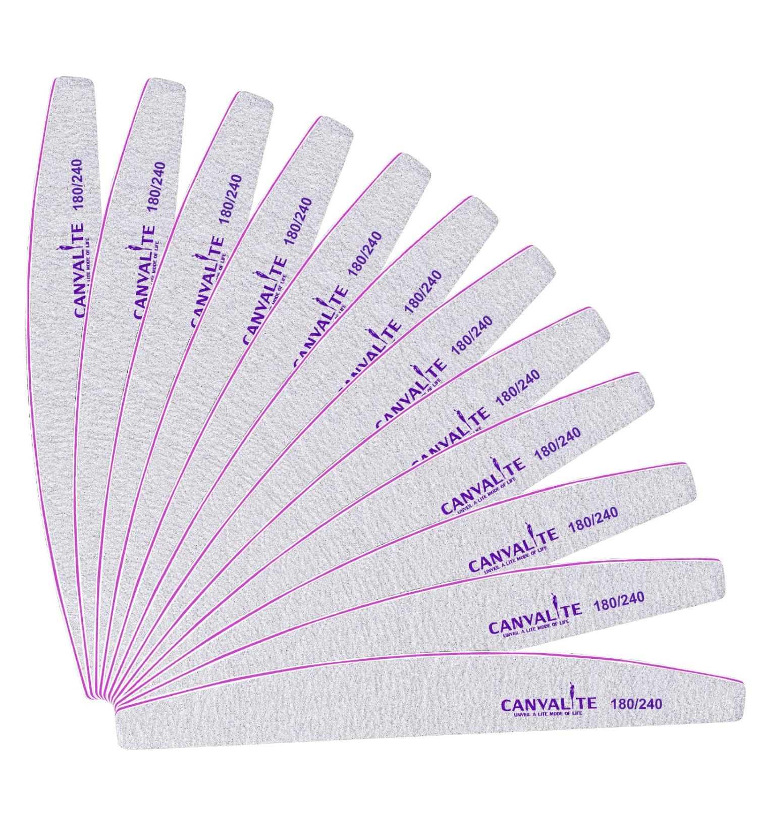 Canvalite 12-Piece Nail Files Set - 180/240 Grit Professional Double-Sided Reusable for Gel Nails Manicure & Pedicure | Ideal for Nail Studios & Home Use - Buy Online on GoSupps.com