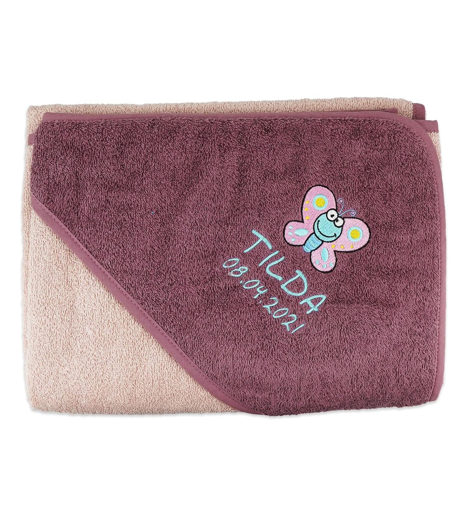 Personalized Wolimbo Hooded Towel for Babies & Children - Peach-Mauve - 80x80 cm - Custom Name & Motif Options - Buy Online on GoSupps.com