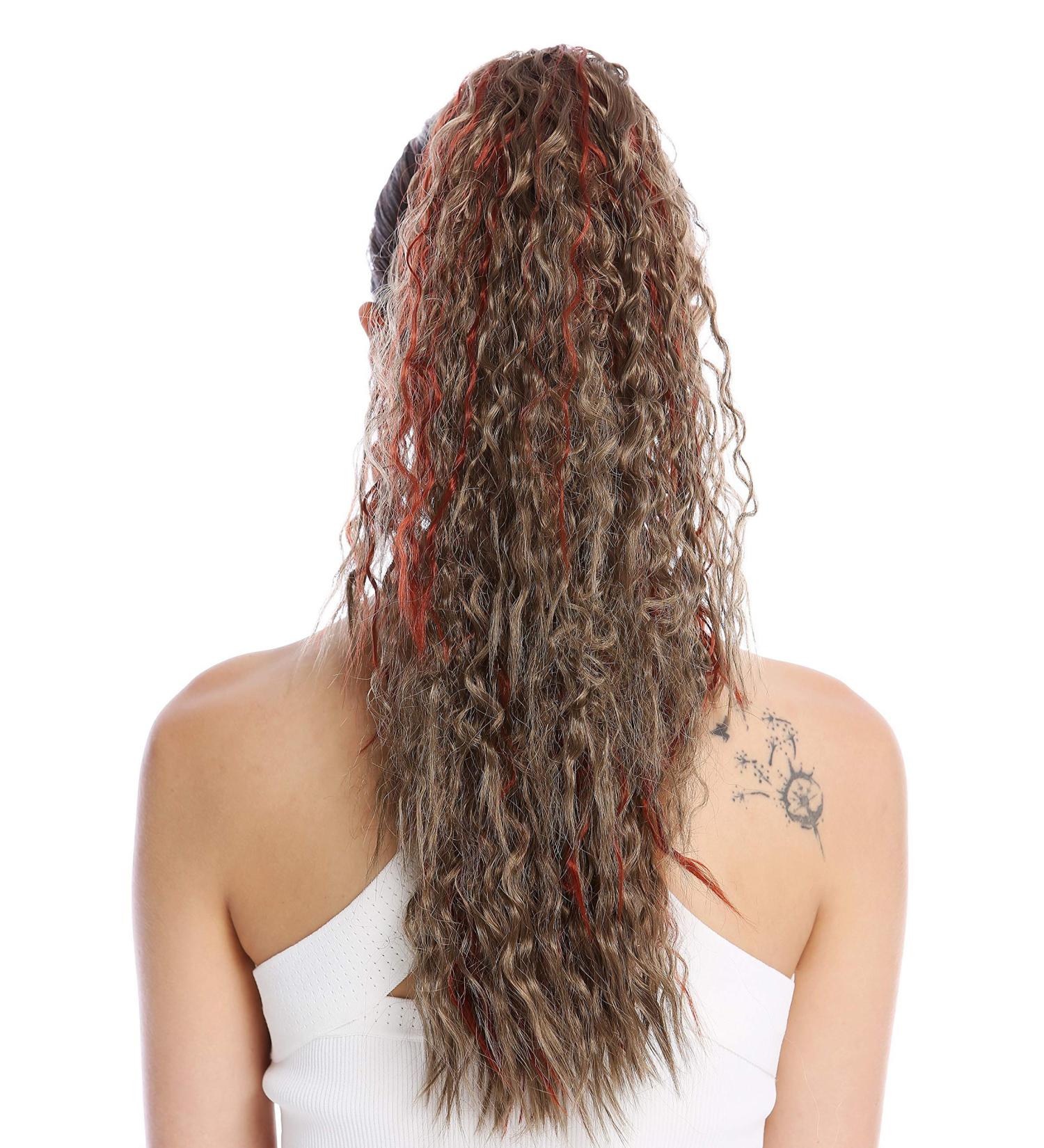 Wig Me Up N461-V-18H350: Voluminous Curly Braid Ponytail - 55 cm Brown-Red Mix Hair Extensions for Stunning Afro Kinks - Buy Online on GoSupps.com