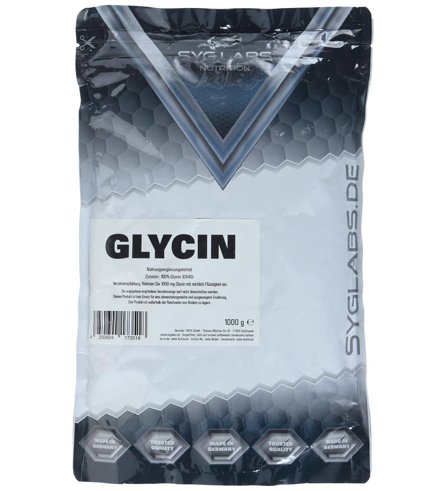 Glycine Powder 100% Pure - 1000g Amino Acid No Additives Vegan Includes Measuring Spoon Premium Quality for International Shipping - Buy Online on GoSupps.com