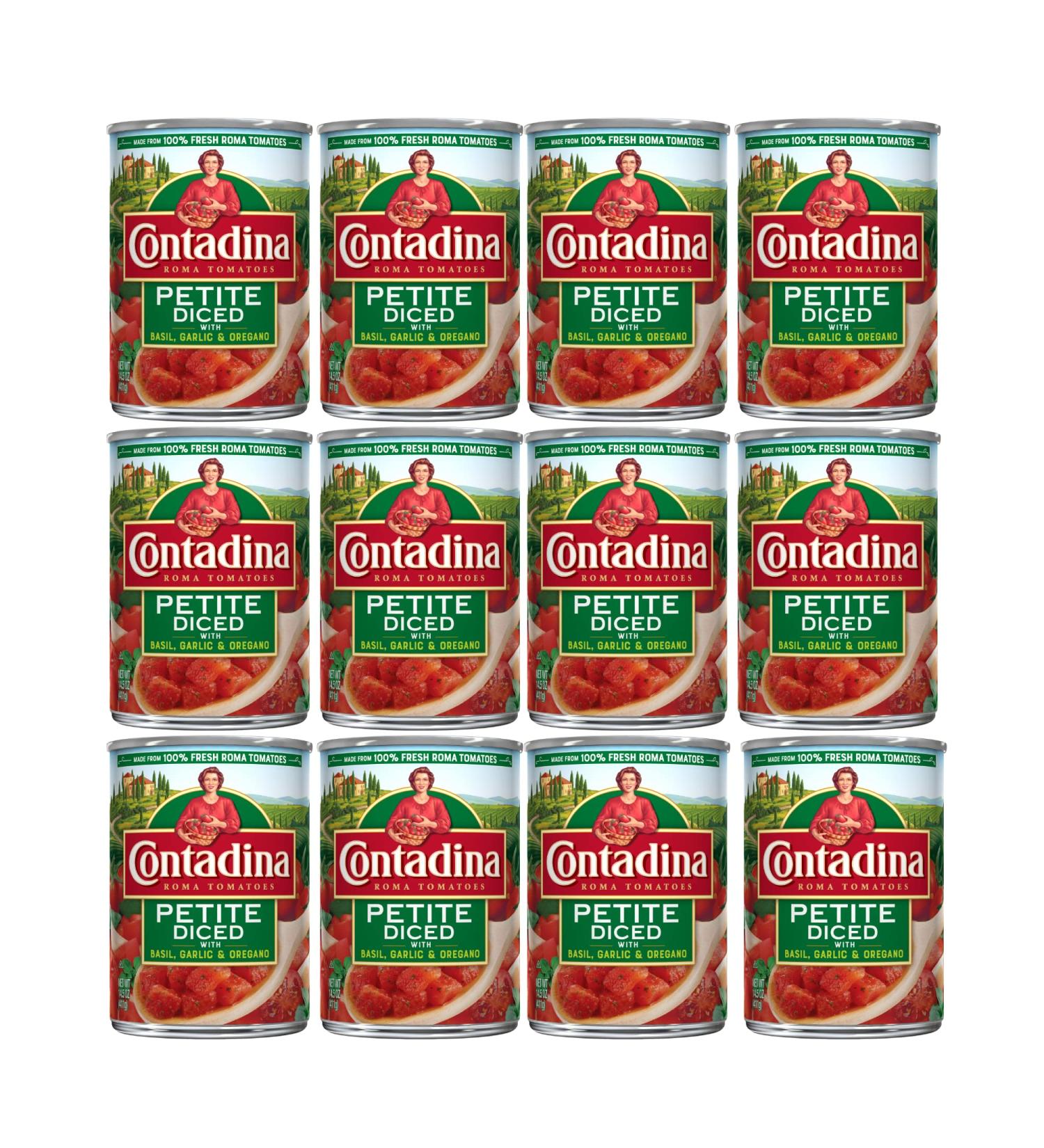 CONTADINA Petite Diced Tomatoes with Garlic, Basil & Oregano 14.5oz (12 Pack) - Buy Online on GoSupps.com