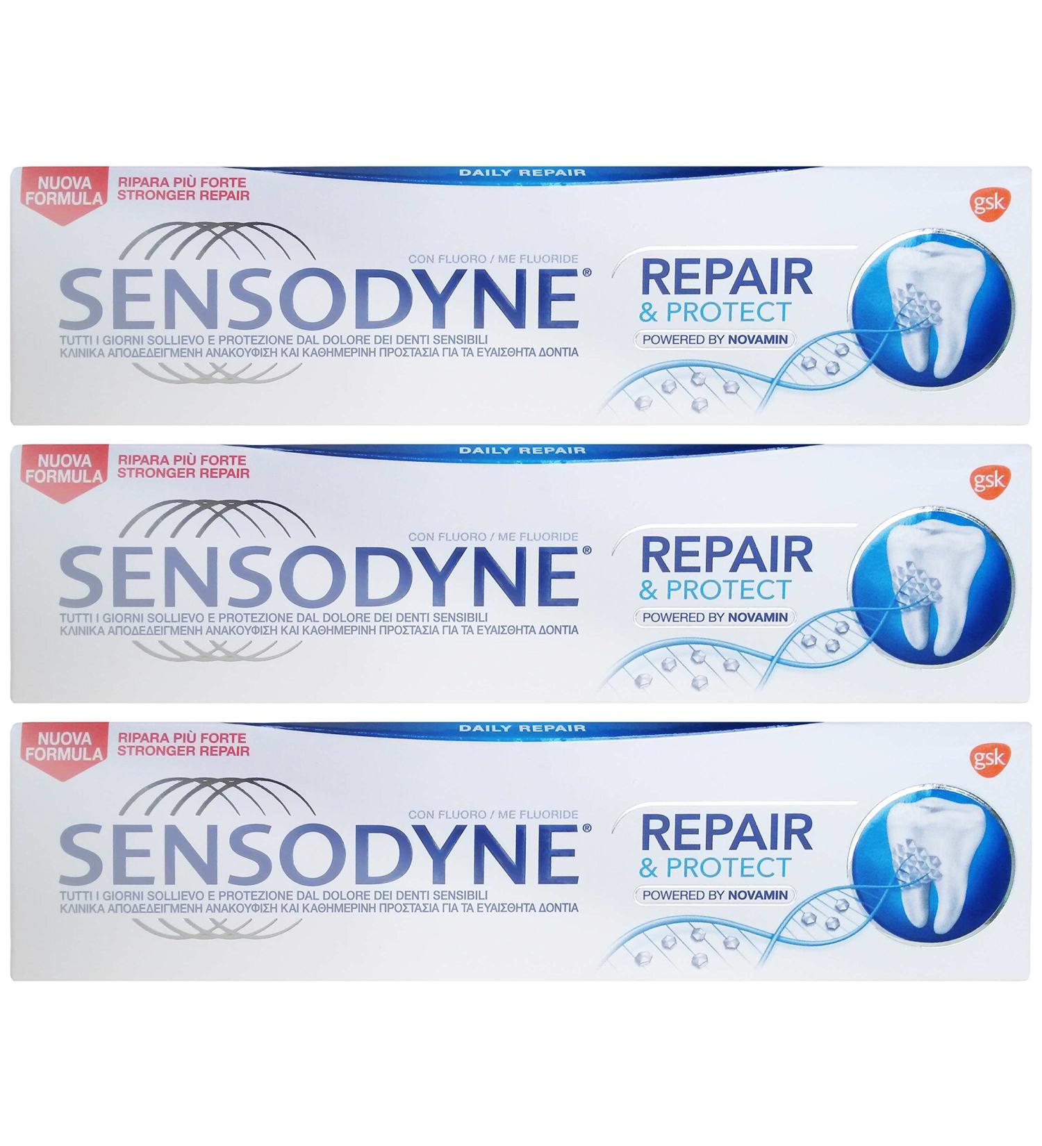 Buy Sensodyne Repair & Protect Toothpaste - 3-Pack (75ml) | NovaMin Formula | Italian Import | International Shipping - Buy Online on GoSupps.com
