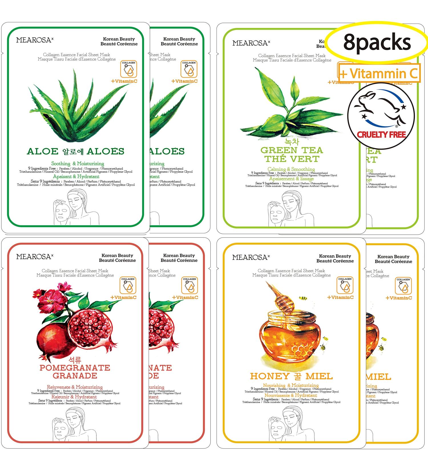 MEAROSA Vitamin C Collagen Essence Face Mask - 8 Pack | Korean Skin Care | Premium Quality - Buy Online on GoSupps.com