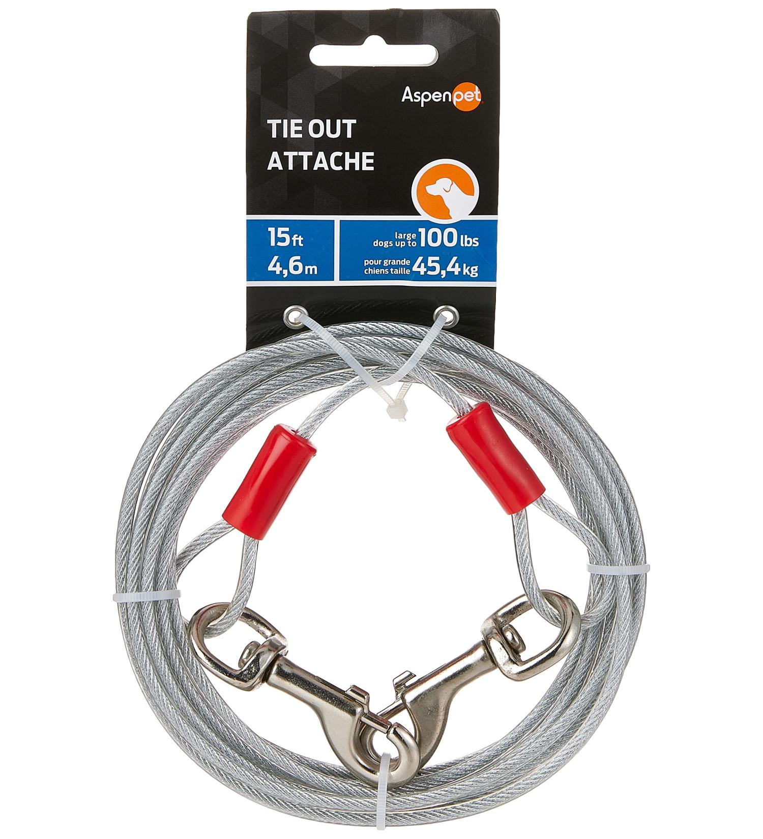Petmate Heavy Duty Vinyl Tie-Out Cable - Clear Break Strength 1700 lbs - Silver 15 ft 15-feet - Buy Online on GoSupps.com