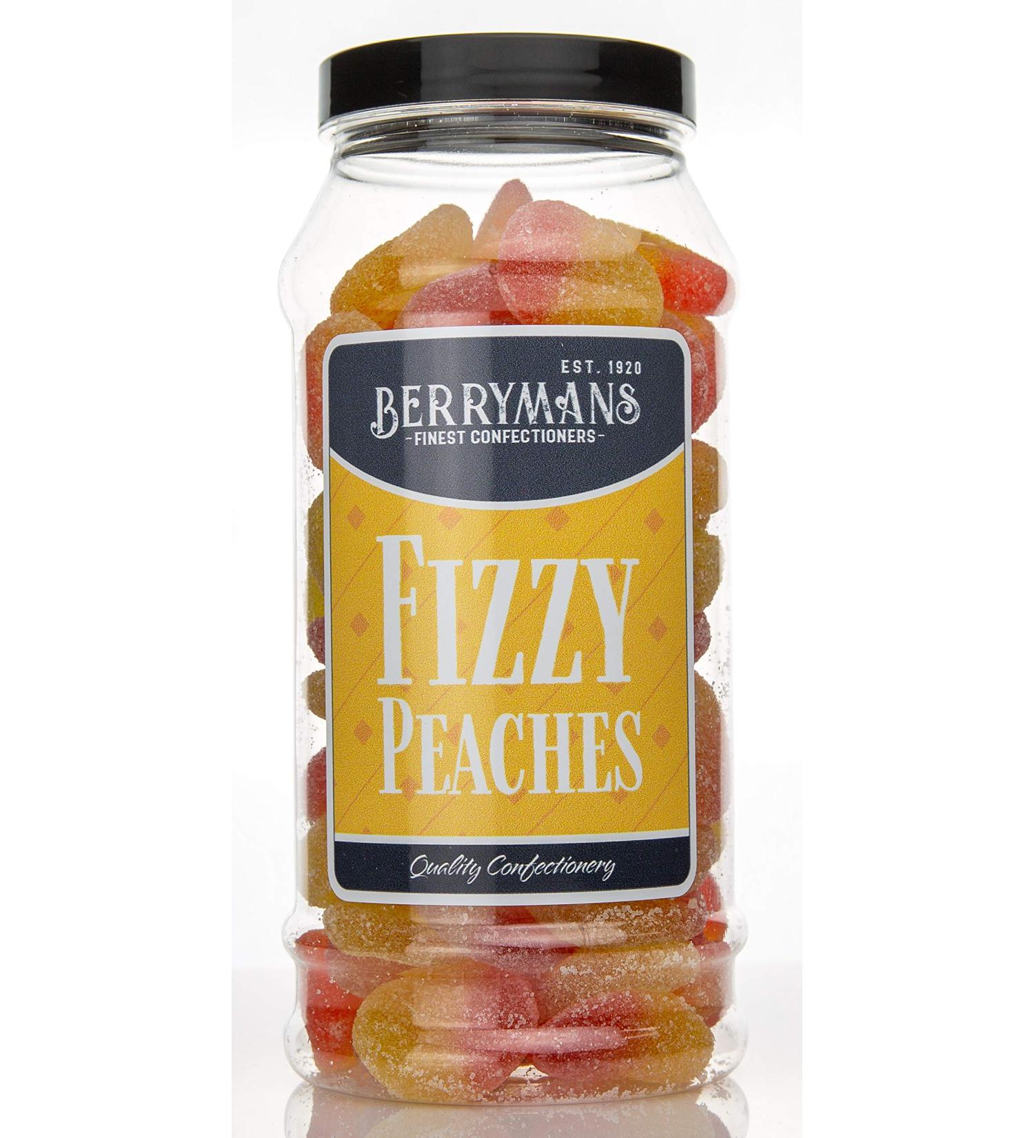 Fizzy Peaches Jelly Gummy Retro Sweets Gift Jar - Berrymans Sweet Shop - Buy Online on GoSupps.com