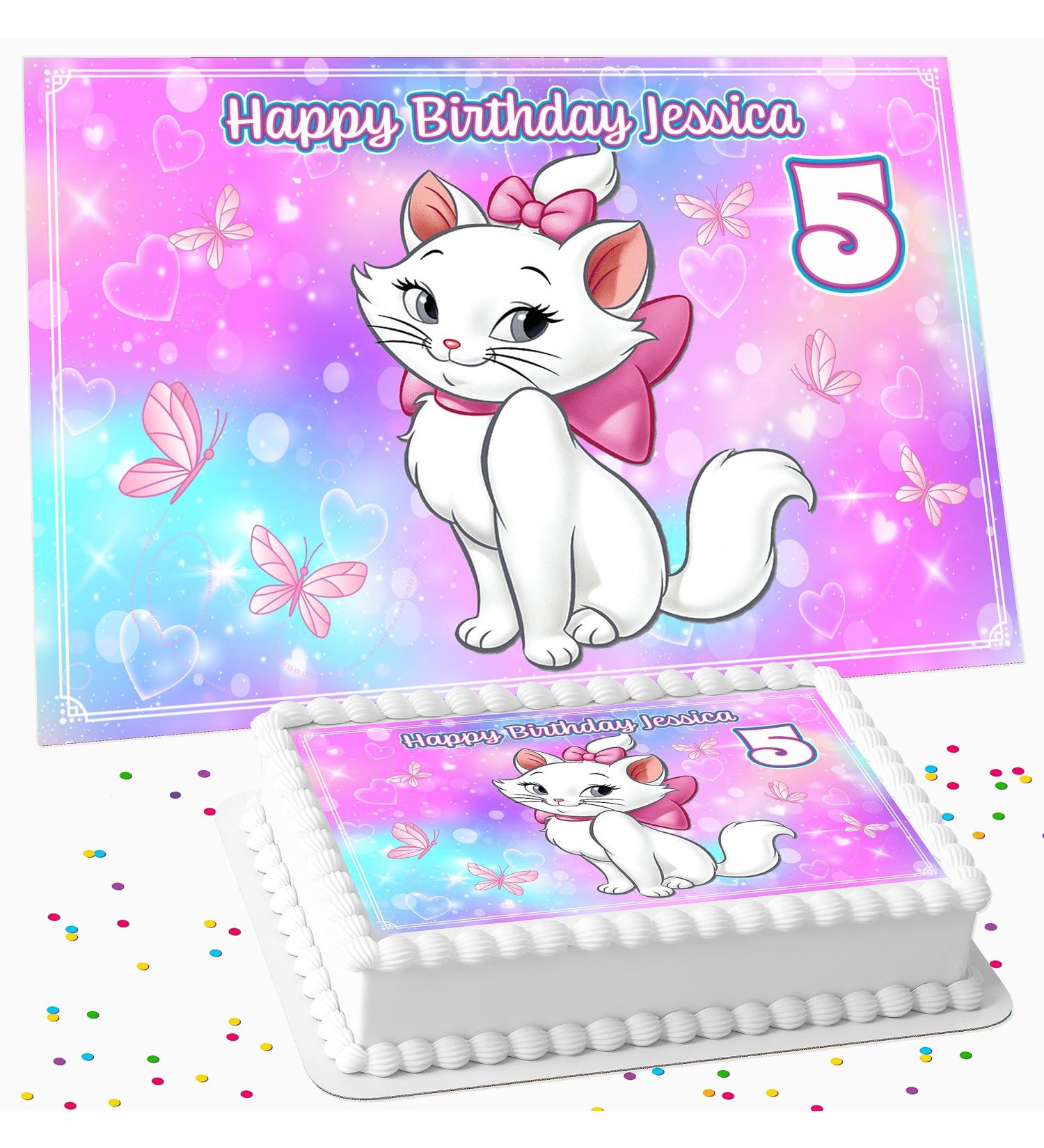MARIE CAT PERSONALISED BIRTHDAY PARTY ICING EDIBLE COSTCO CAKE TOPPER R5-029 - Buy Online on GoSupps.com