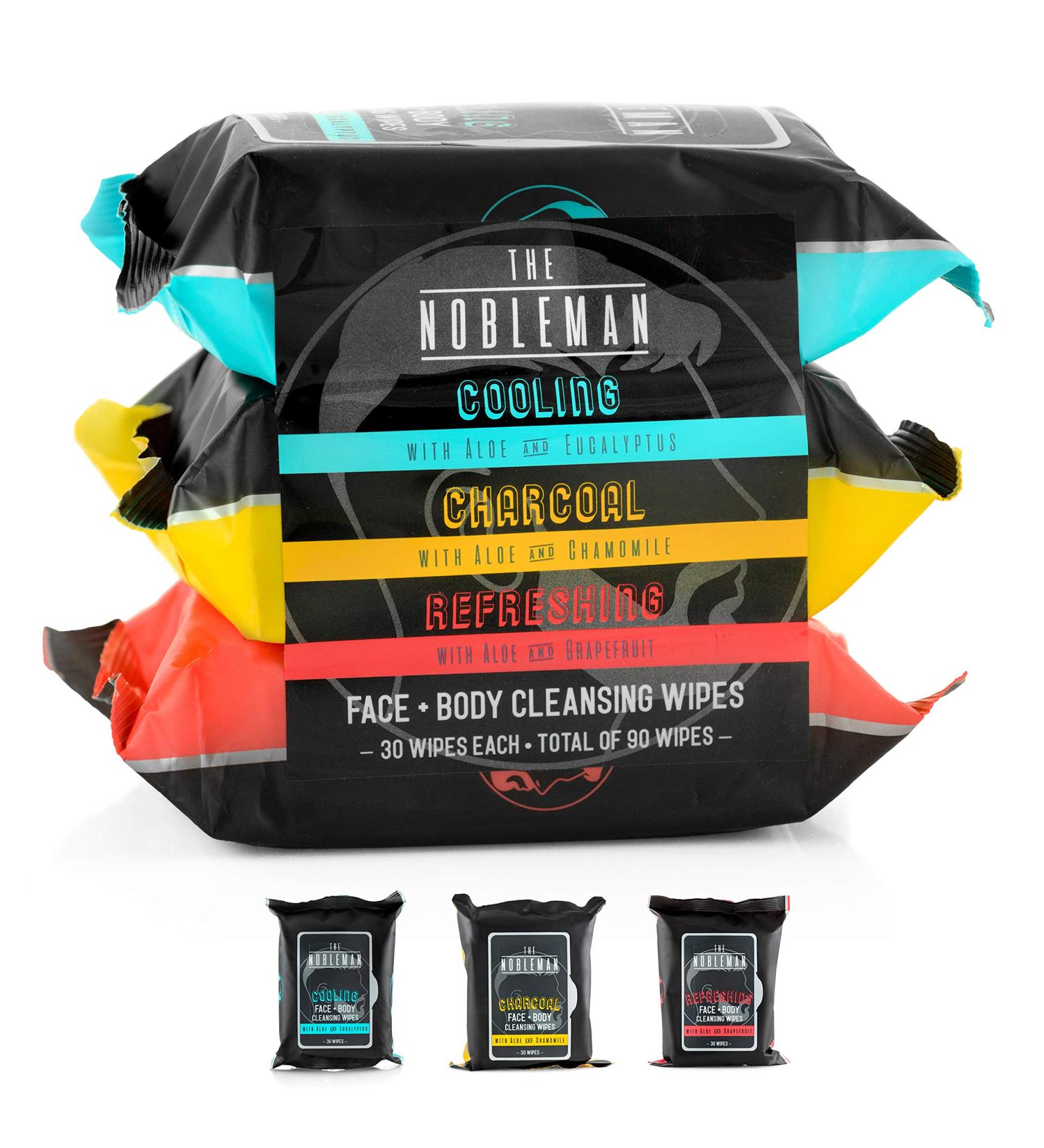 Men's Assorted Cleansing Wipes 3 Pack (90ct) - Cooling, Charcoal, Refreshing - Buy Online on GoSupps.com