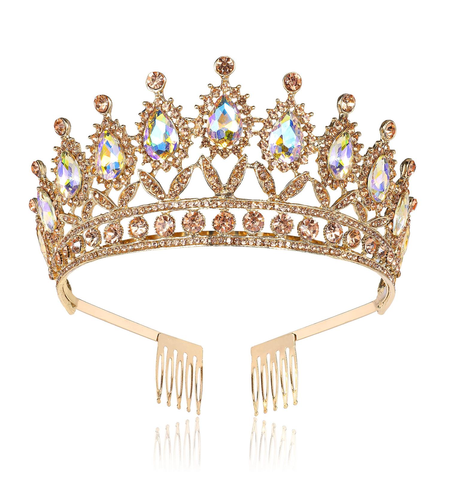 Princess Crystal Tiara Crown with Comb - Queen Rhinestone Headband for Women - Wedding & Party Hair Accessories - Buy Online on GoSupps.com
