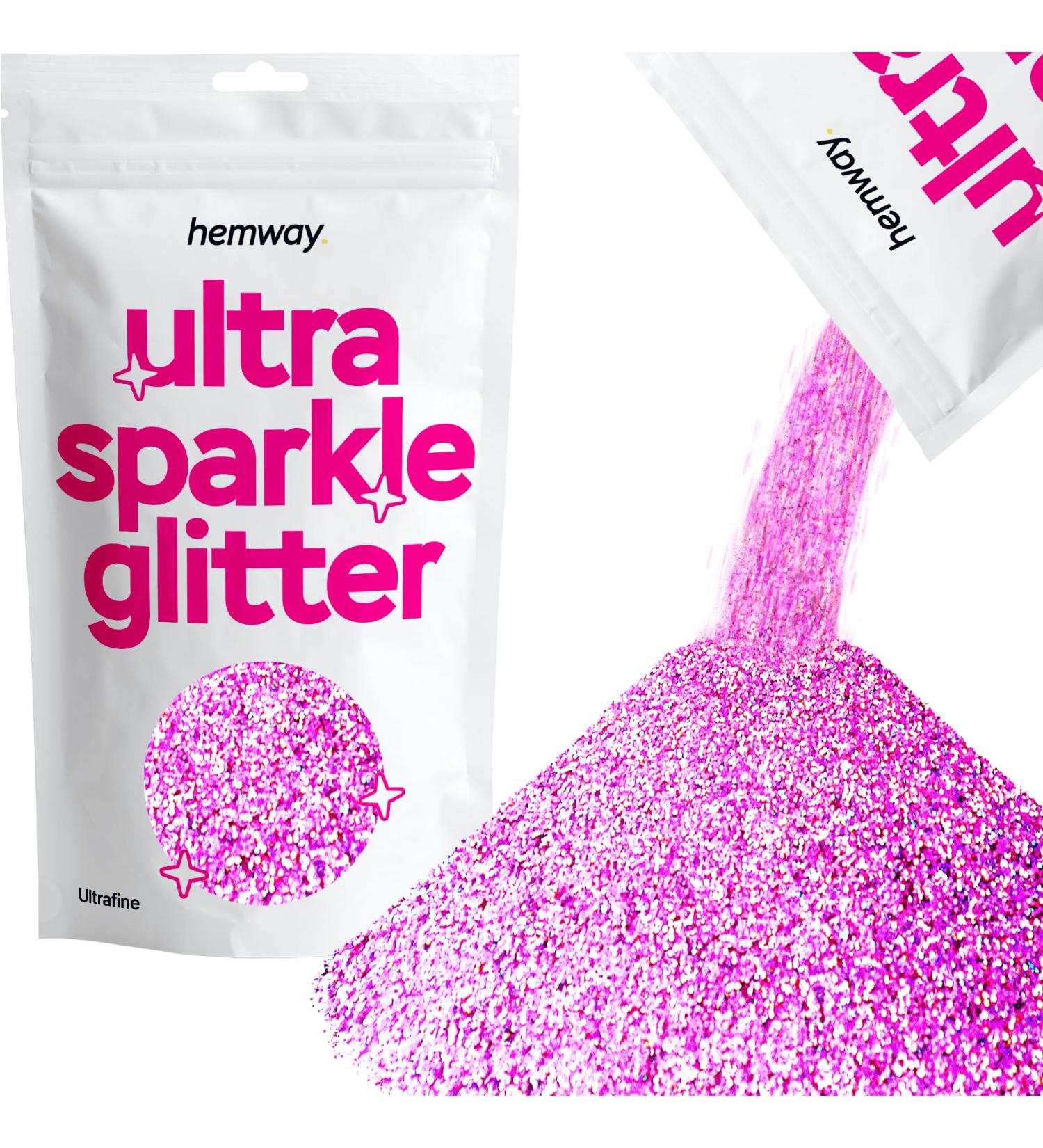 Hemway Ultrafein Extra Fine Glitter - Pink Holographic 100g | Cosmetic Safe Ultra-Sparkle Glitter for Crafts & Makeup - Buy Online on GoSupps.com