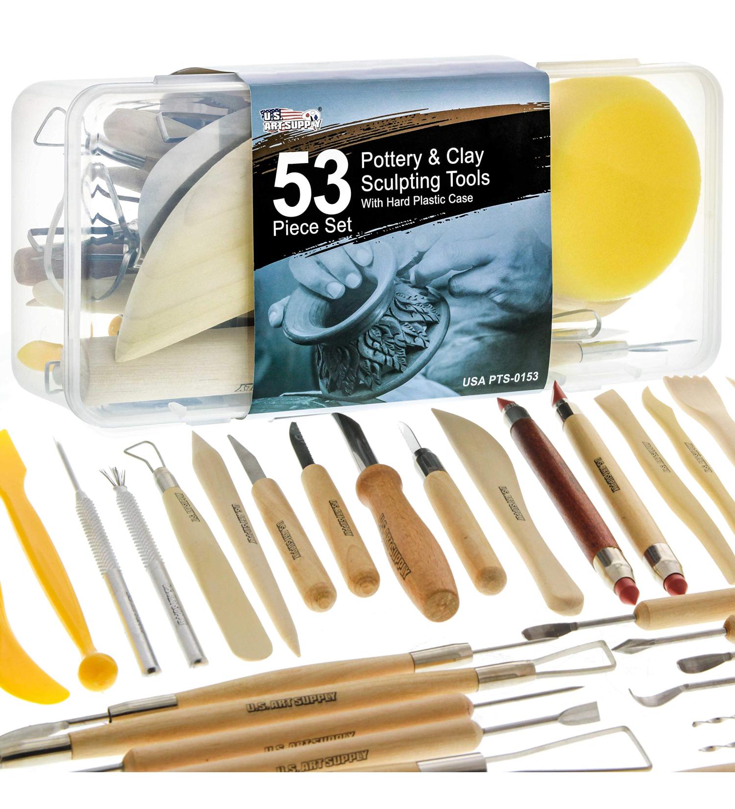 U.S. Art Supply 53-Piece Pottery & Clay Sculpting Tool Set with Hard Plastic Storage Box - Complete Sculpting Kit in Durable Case - Buy Online on GoSupps.com