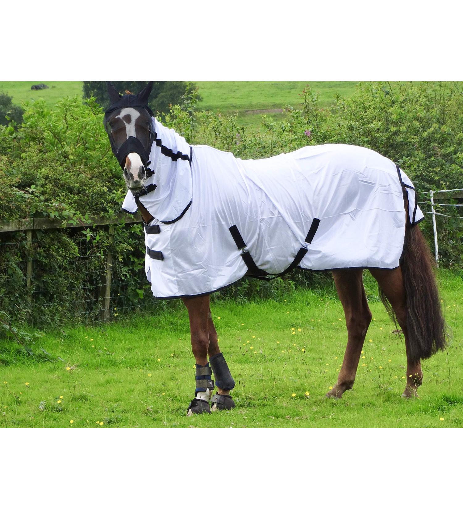 Turner Cool White Fly Rug for Horse/Pony/Shetland - Lightweight Full Neck Combo - 5'9" - Buy Online on GoSupps.com