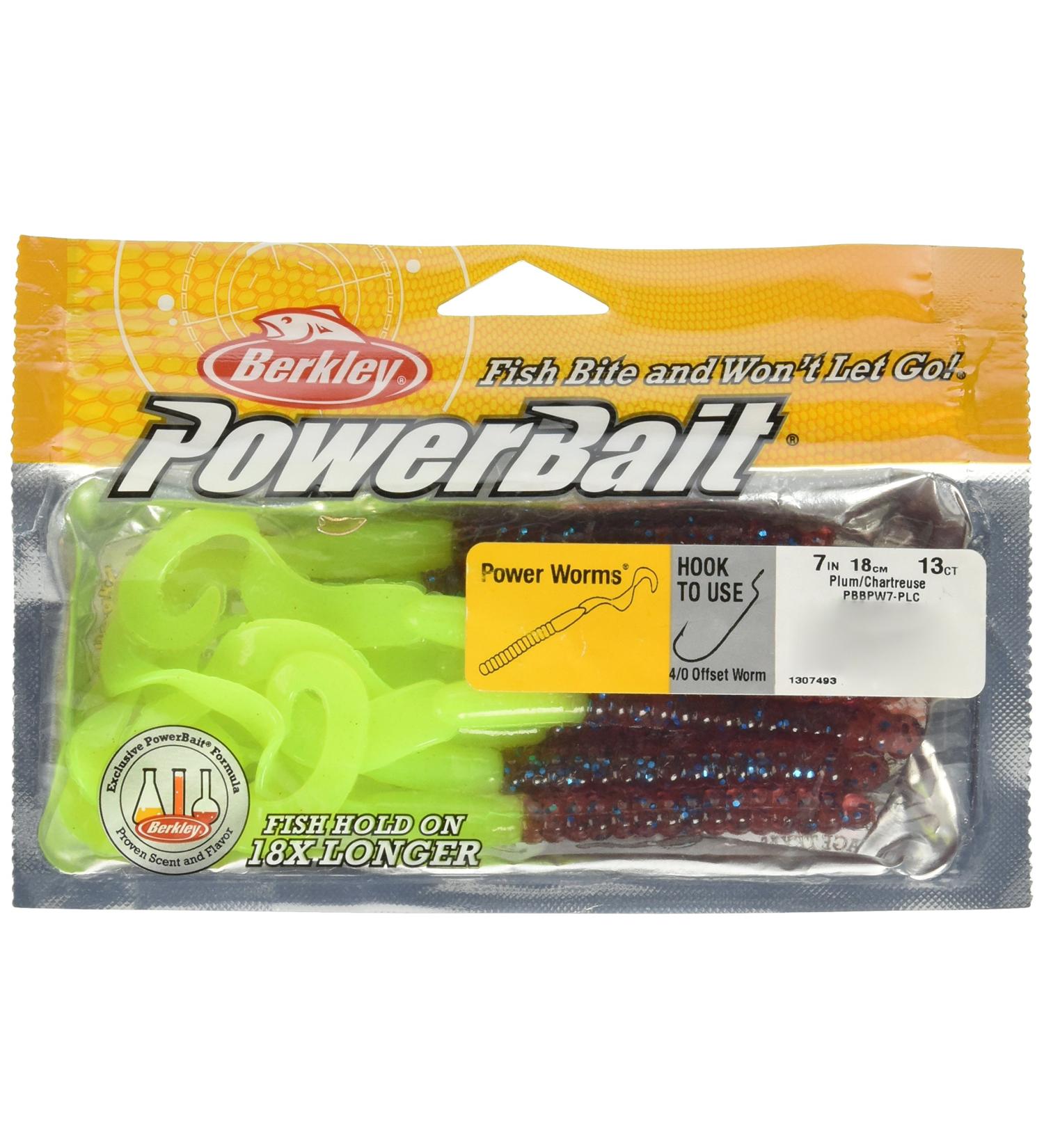 Berkley PowerBait Power Worm Plum/Chartreuse 7 - 13 Count | Shop Now - Buy Online on GoSupps.com