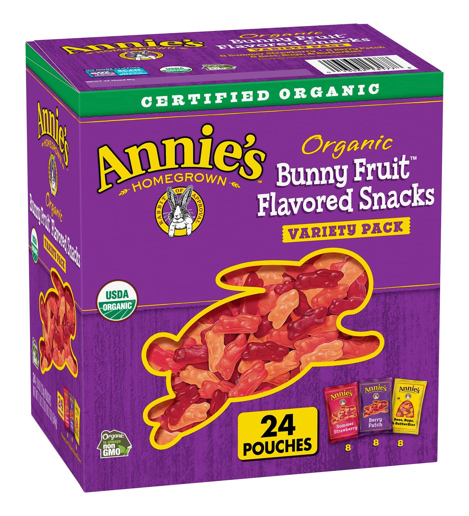 Annie's Organic Bunny Fruit Snacks Variety Pack - Gluten Free - 24 Pouches - Buy Online on GoSupps.com
