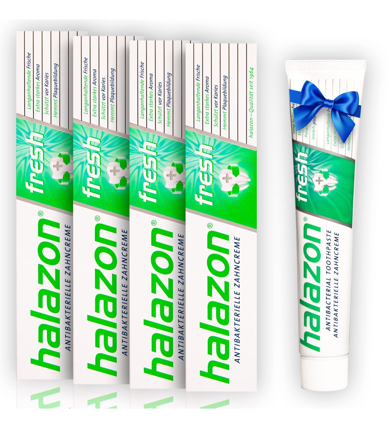Fresh Mint Toothpaste 4 Pack (75ml) | Extra Fresh Breath & Gum Care | Free Minty Freshness Pack - Buy Online on GoSupps.com
