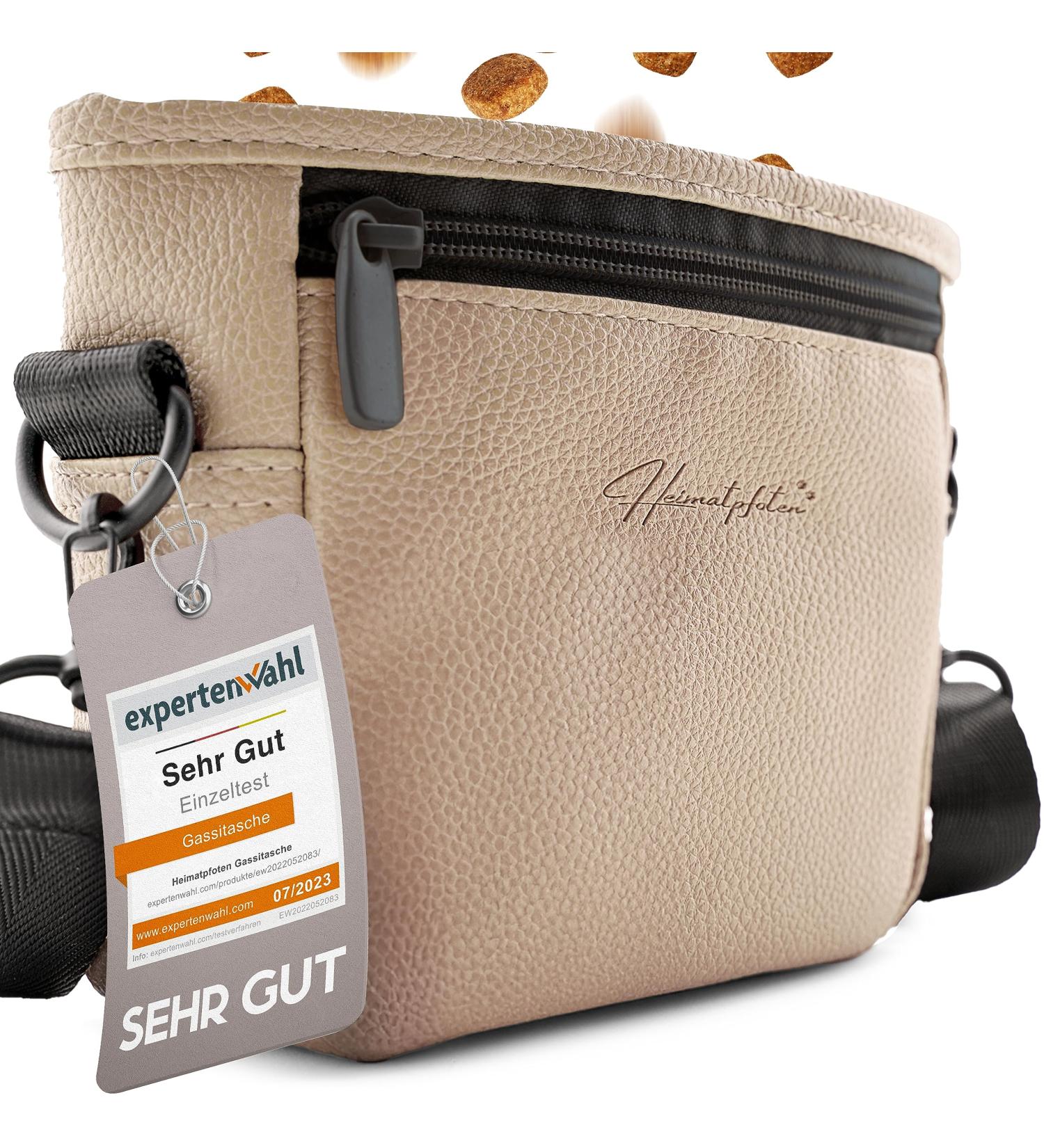 Heimatpfoten Imitation Leather Dog Food Bag - Stylish One-Handed Magnetic Closure Treat Bag in S Brown - Perfect for Walks and Training - Buy Online on GoSupps.com