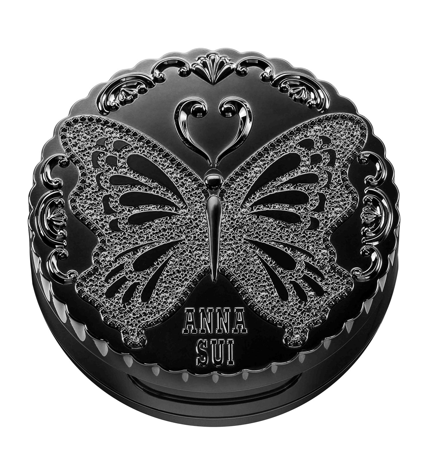 ANNA SUI Loose Face Powder Mini Compact - 02 Black Case with Butterfly Motif - Puff and Lid Included - Buy Online on GoSupps.com