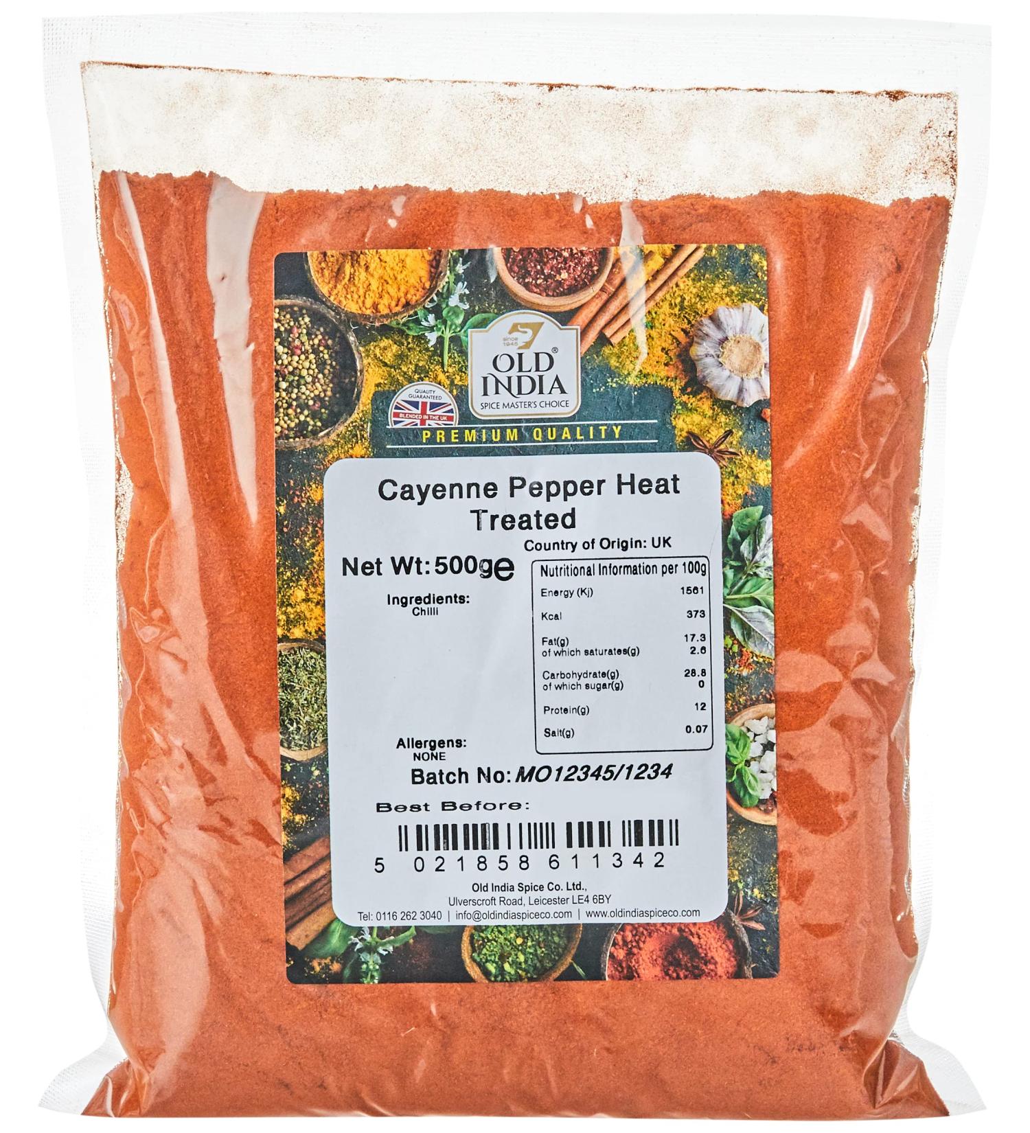 Old India Cayenne Pepper Heat Treated - 500g - Buy Online on GoSupps.com