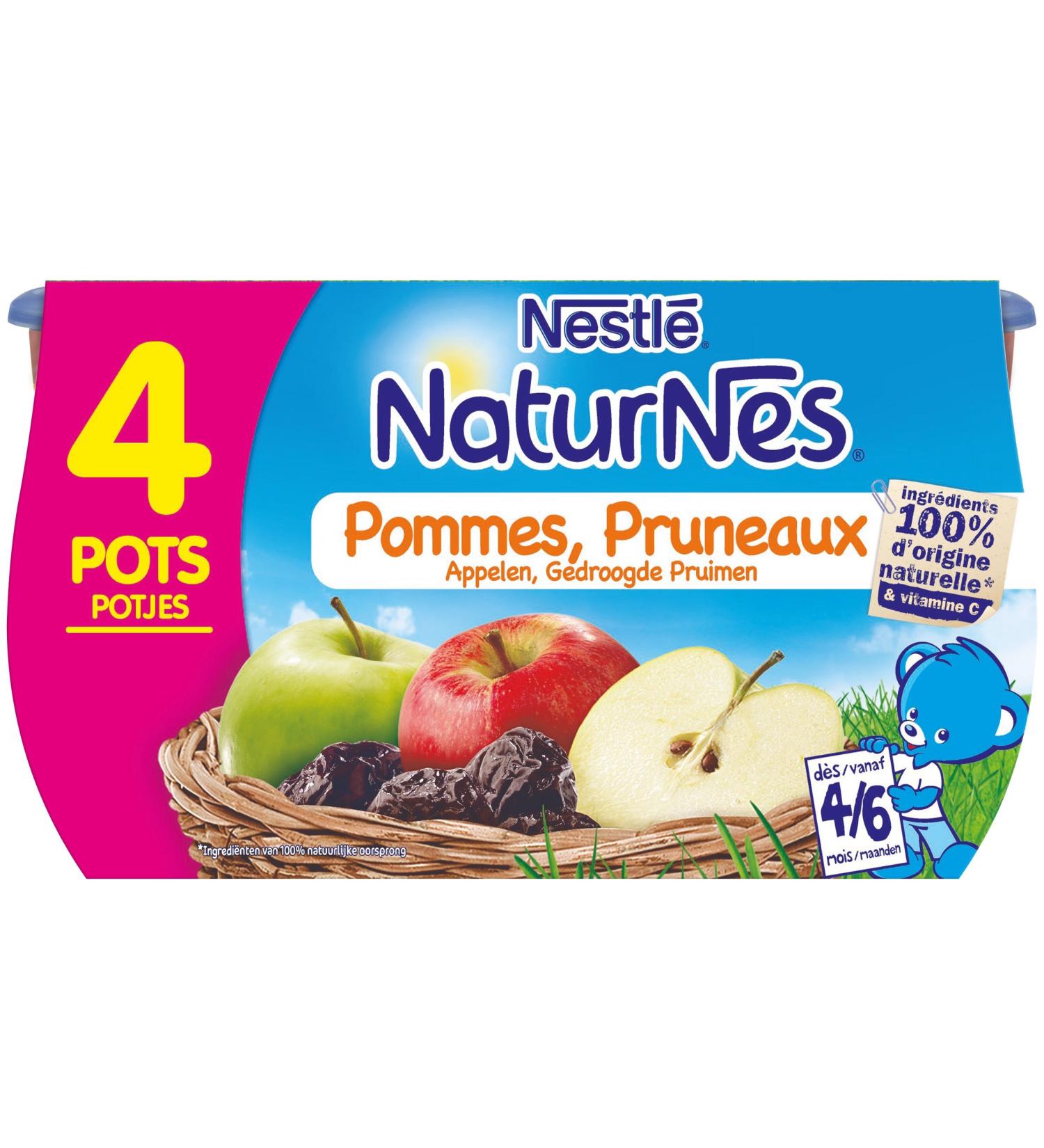 NESTLE NATURNES Baby Compotes Apples Plums 4 x 130 g from 4 to 6 Months - Buy Online on GoSupps.com