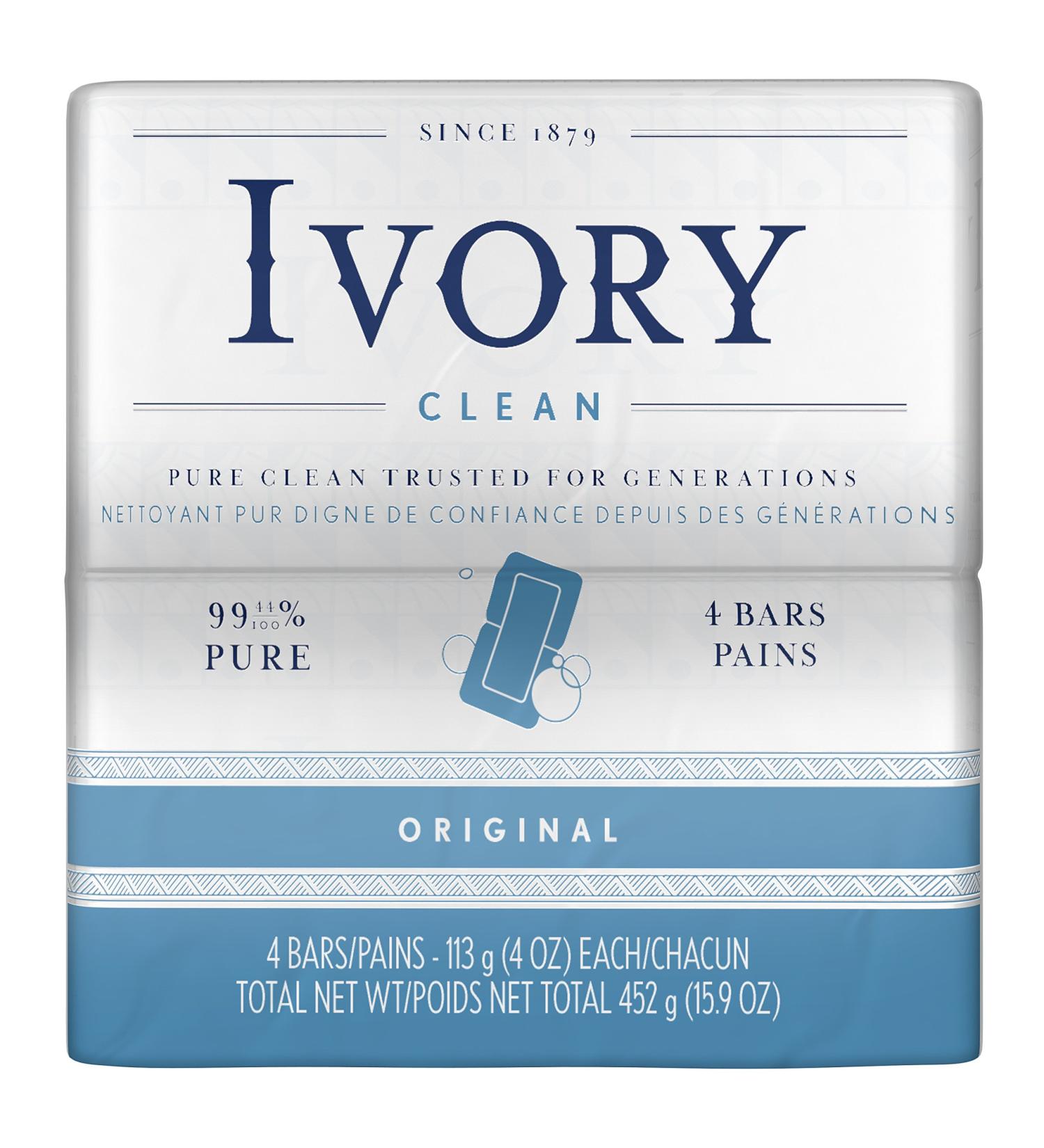 Ivory Original 4-Count Bath Size Bars 4 Ounce - Pack of 4 | Gentle Cleansing Bar Soap - Buy Online on GoSupps.com
