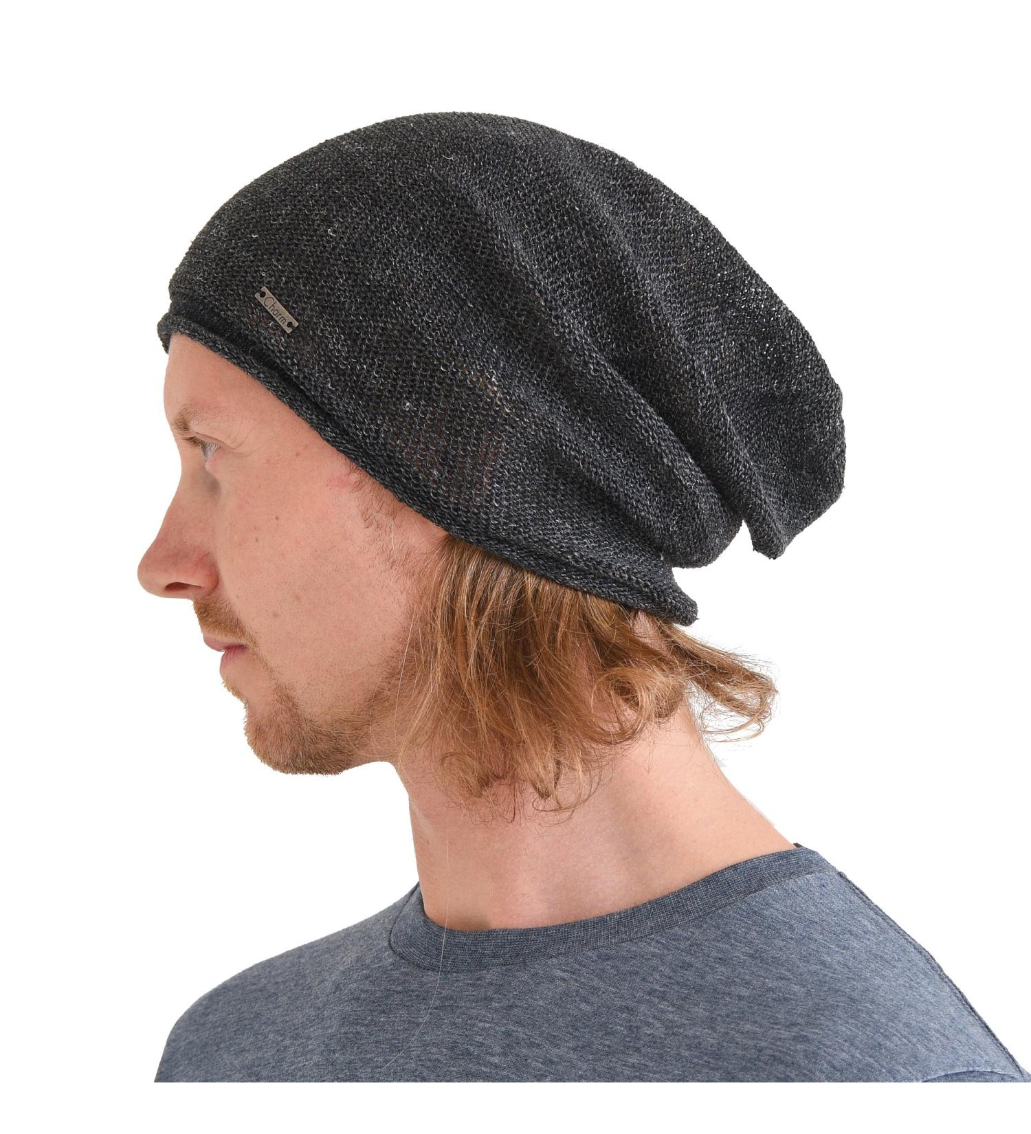 CHARM Linen Beanie Hat: Men's Slouchy & Women's Baggy Knit Cooling Cap in Black - Buy Online on GoSupps.com