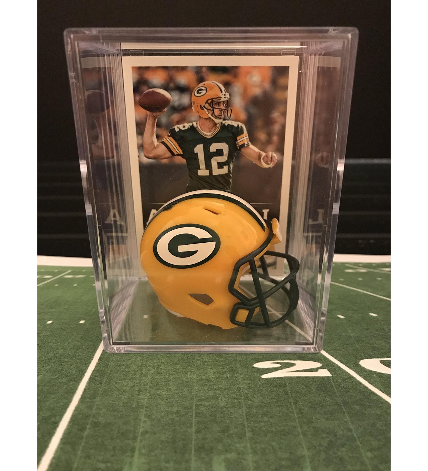 Green Bay Packers NFL Helmet Shadowbox w/ Aaron Rodgers card