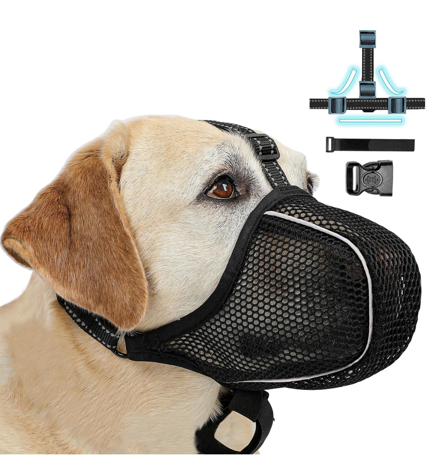 Breathable Muzzle for Large Dogs | Adjustable Reflective Strap | Prevent Biting & Chewing | E-commerce Shipping Worldwide - Buy Online on GoSupps.com