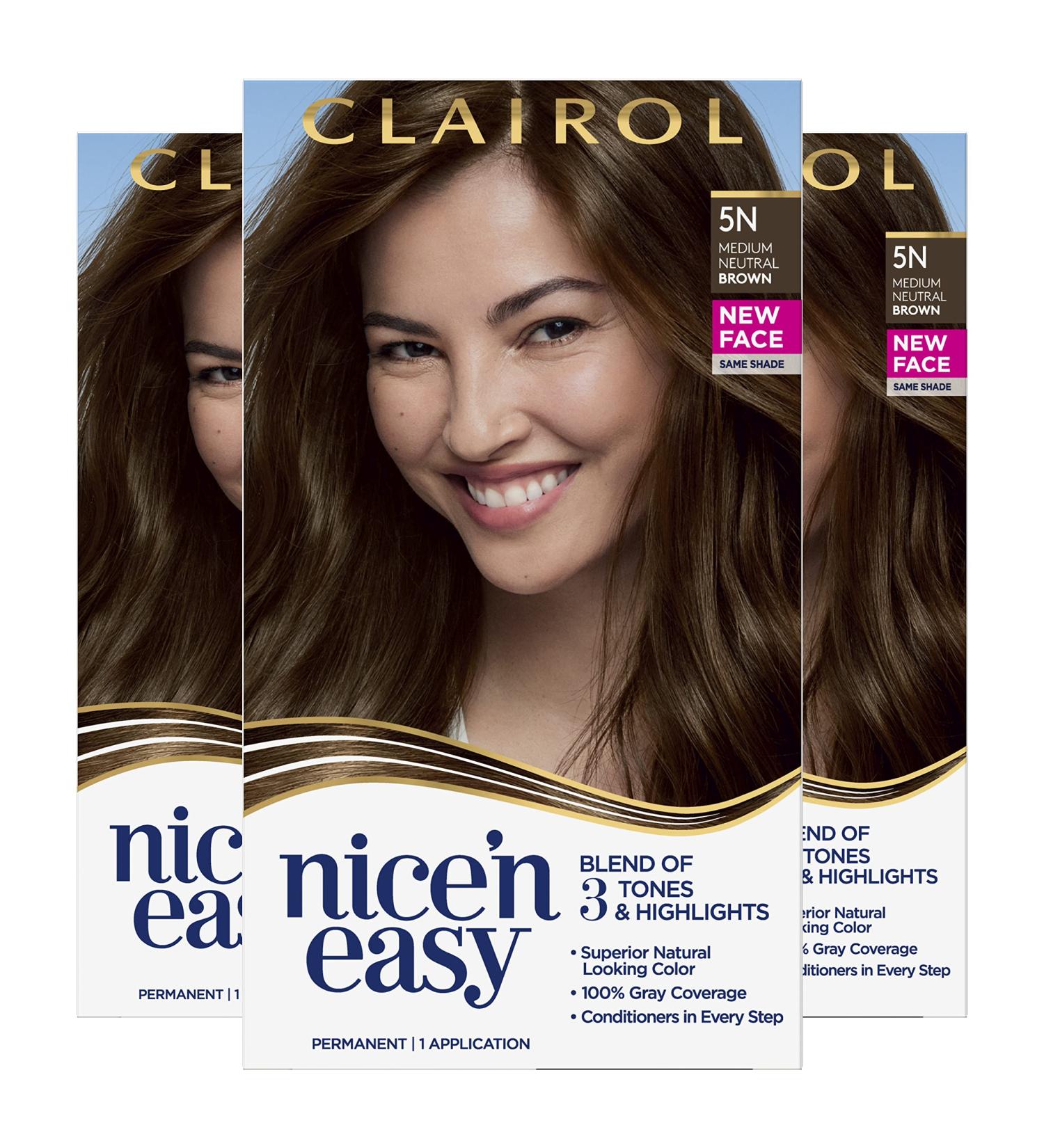 Clairol Nice'n Easy 5N Medium Neutral Brown Hair Dye - Pack of 3 - Buy Online on GoSupps.com