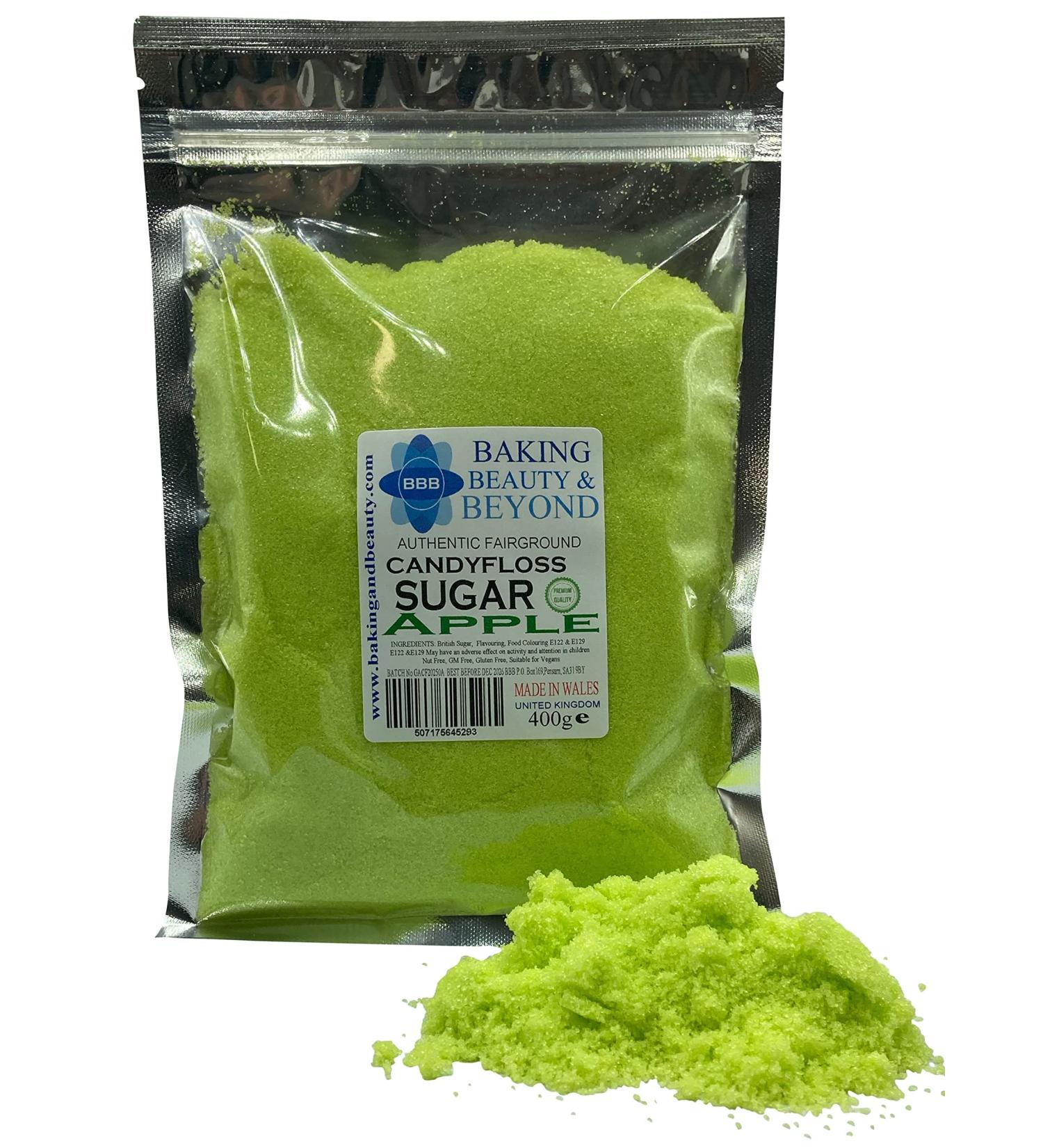 Baking Beauty and Beyond Apple Flavored Premium Floss Sugar for Cotton Candy - 400g Bulk Floss Sugar with Natural Ingredients for All Occasions - Buy Online on GoSupps.com