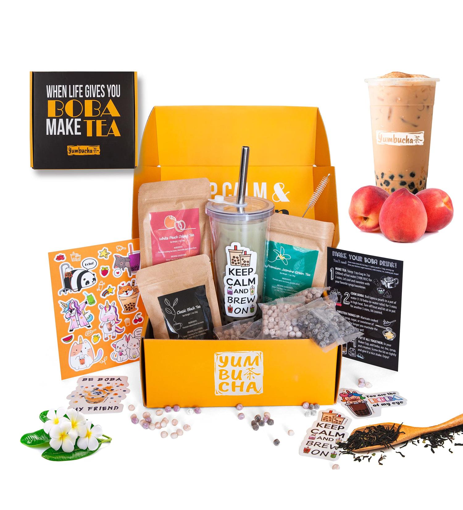 YUMBUCHA Quick-Boil Boba Making Kit | Boba Tea Kit for 30 Drinks | Reusable Cup & Straw | DIY Bubble Tea with Tapioca Pearls & Premium Teas - Buy Online on GoSupps.com