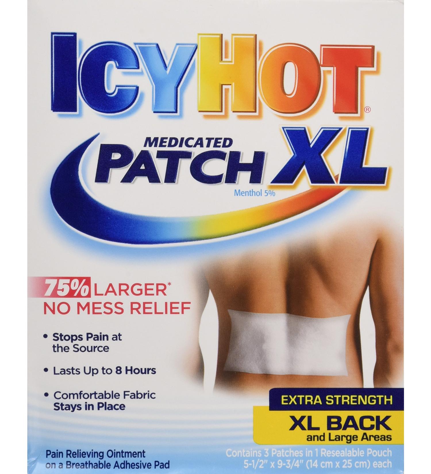 Icy Hot Extra Strength Medicated Patch 3 Count 2 Pack - Fast Pain Relief - Buy Online on GoSupps.com
