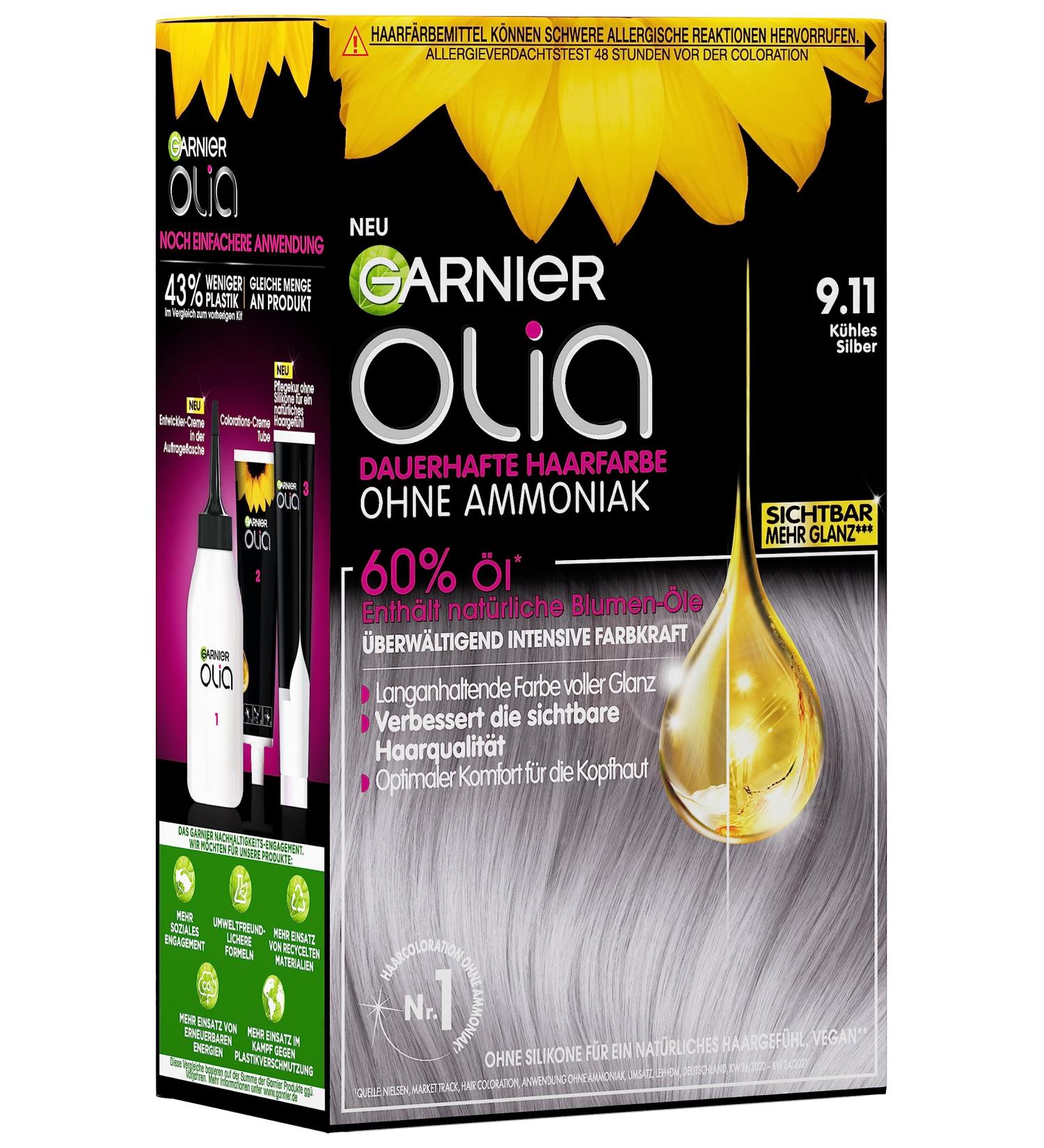 Garnier Olia Cool Silver 9.11 Pack (1 x 174 ml) Cool silver.