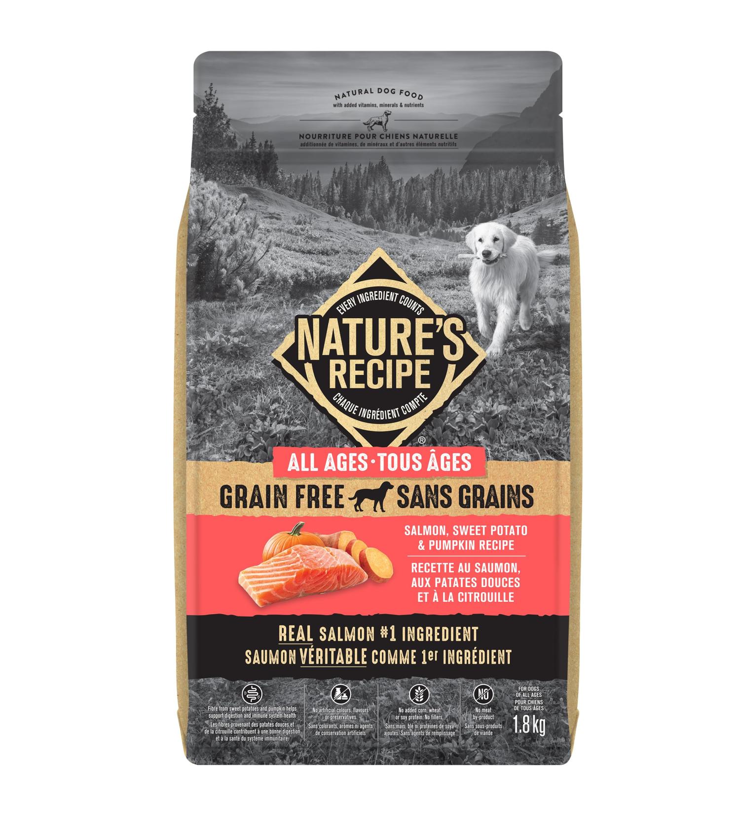 Nature s Recipe Grain Free Dry Dog for All Ages Salmon Sweet Potato & Pumpkin Recipe 1.8 kg (Pack of 4) GF - Salmon 450 g (Pack of 4) - Buy Online on GoSupps.com