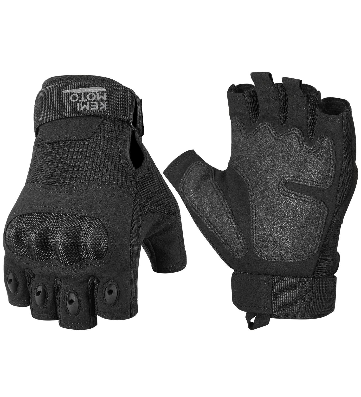 Kemimoto Fingerless Tactical Gloves for Men - Outdoor Work, Sports, Cycling, Training - Black Large - Buy Online on GoSupps.com