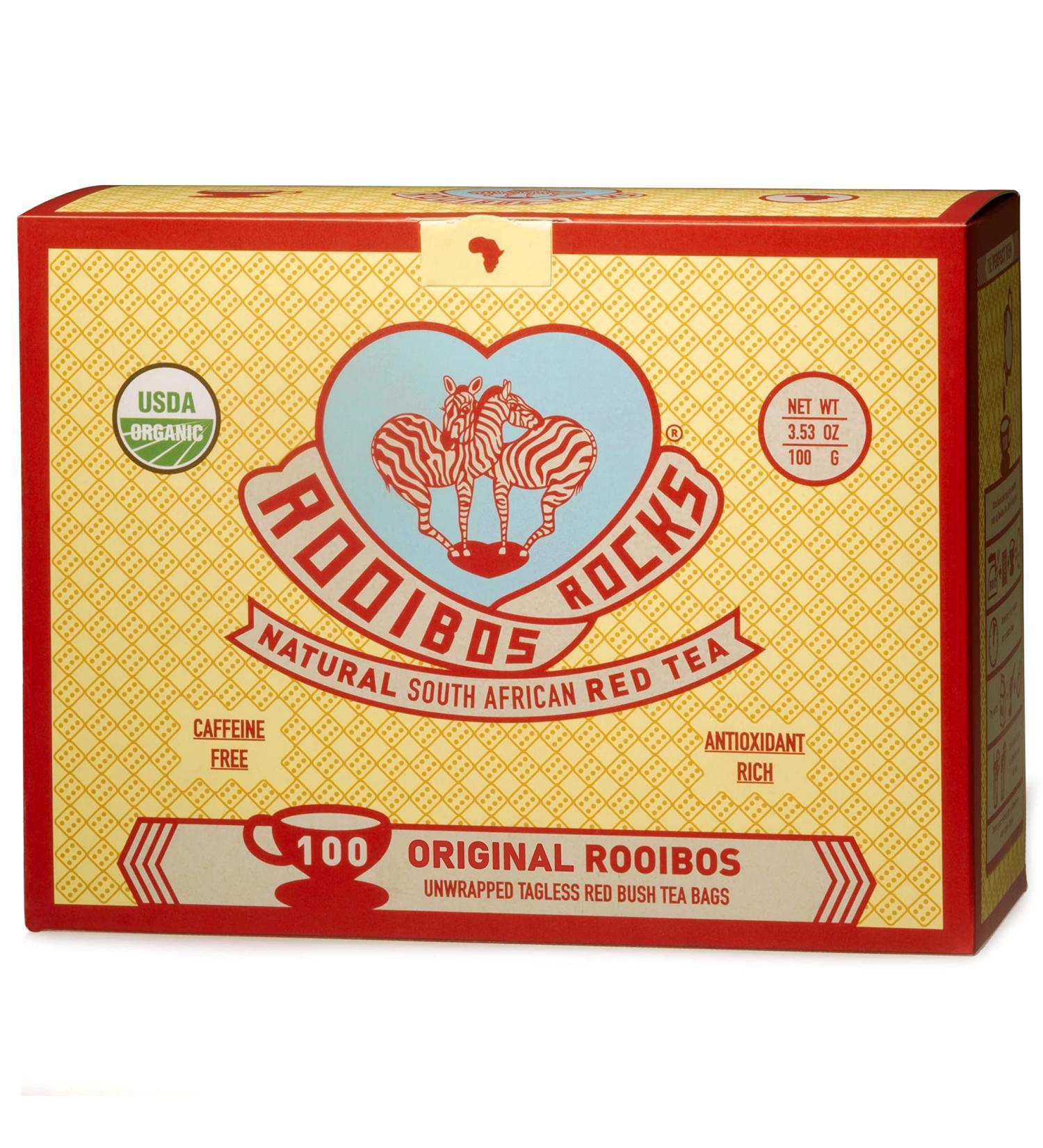 Rooibos Rocks Premium Organic Caffeine-Free Tea | 100 Tagless Teabags - Buy Online on GoSupps.com