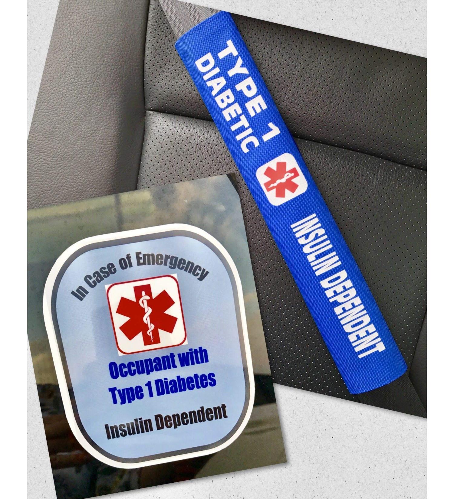 Type 1 Diabetic Medical Alert Belt Cover & Window Decal Set - Royal Blue | Essential Safety Gear for Diabetes Management - Buy Online on GoSupps.com