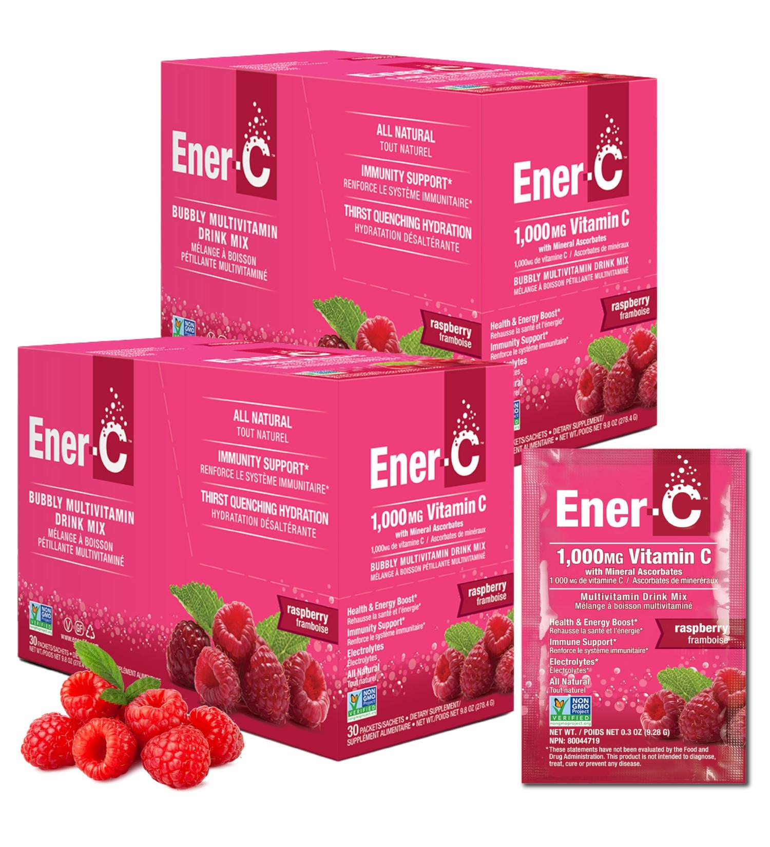 Ener-C Multivitamin Drink Mix - Vitamin Packets for Water Electrolytes Powder Packets Vitamin Drink Mix Hydration Liquid Mix Immune Booster for Adults Healthy Energy - Raspberry 60 Count Raspberry 1.15 Pound (Pack of 1) - Buy Online on GoSupps.com