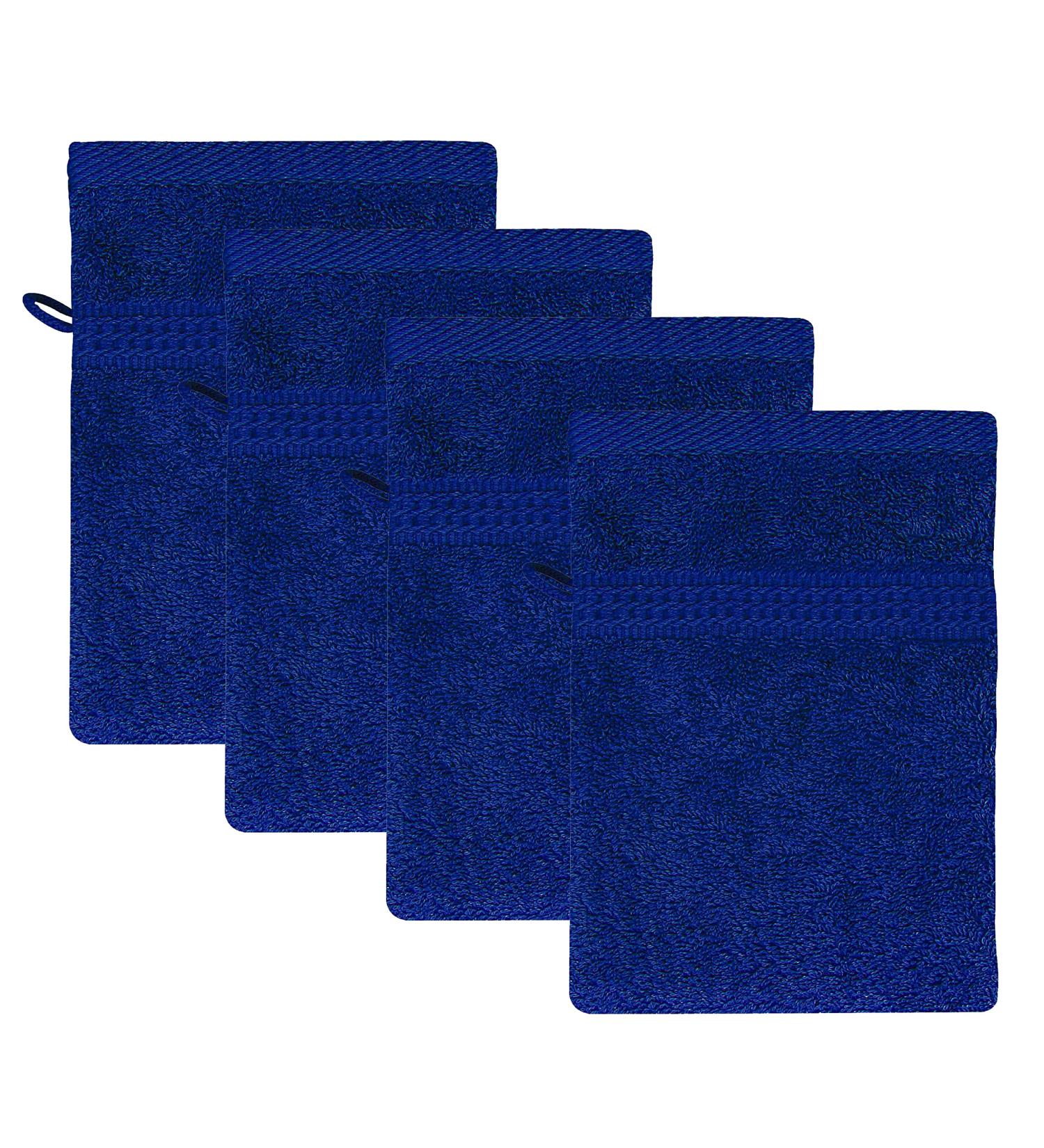 Class Home Collection Royal Blue Washing Gloves Set - 4 Pack | 100% Cotton 500 g/m 16x21 cm | Fantry Washcloths for Optimal Cleaning - Buy Online on GoSupps.com