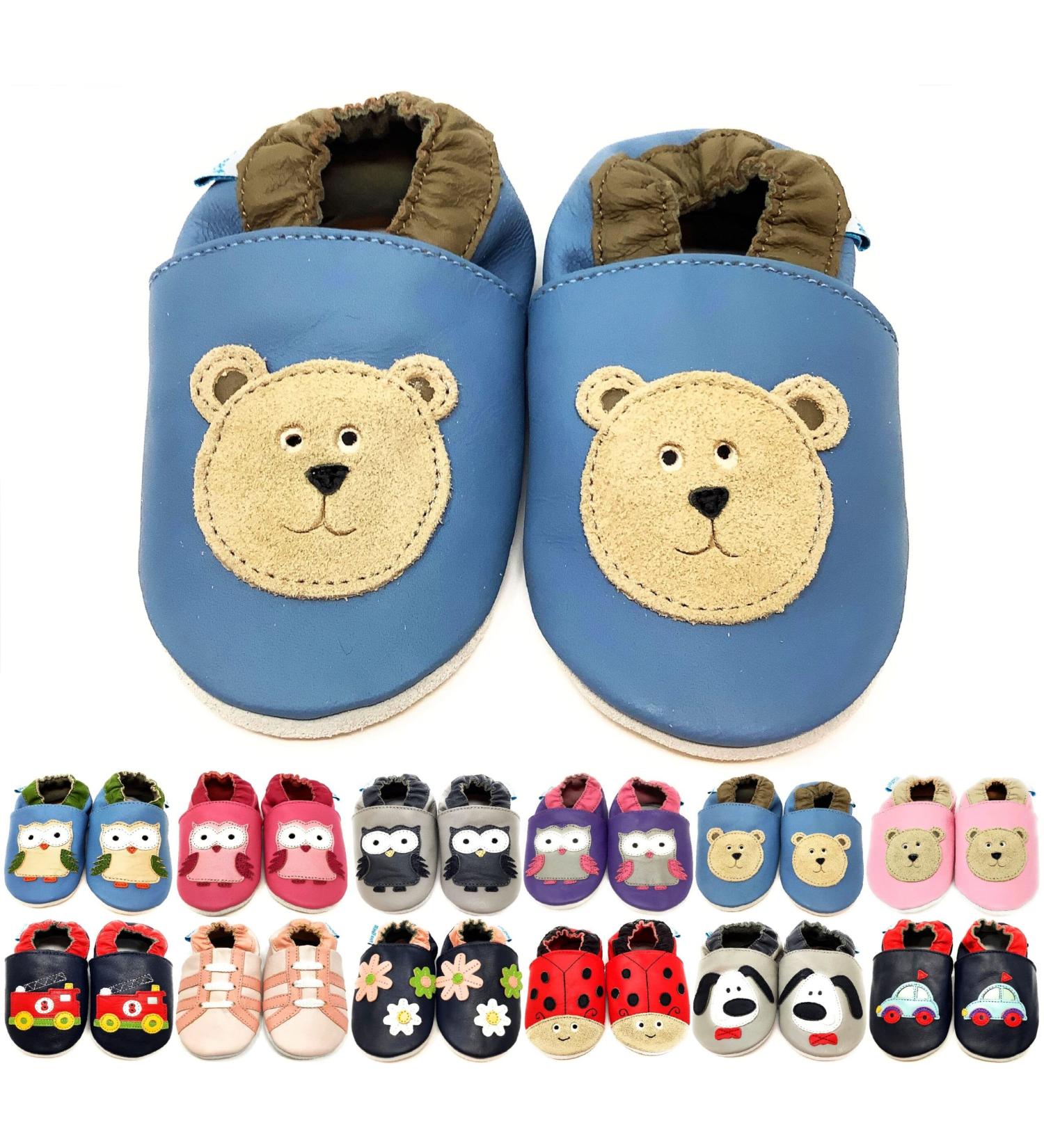 MiniFeet Premium Soft Leather Baby Shoes - Buy 4 Pairs, Get 1 Free! Blue Bear Toddler Shoes - Sizes 0-6 Months to 4-5 Years - Buy Online on GoSupps.com